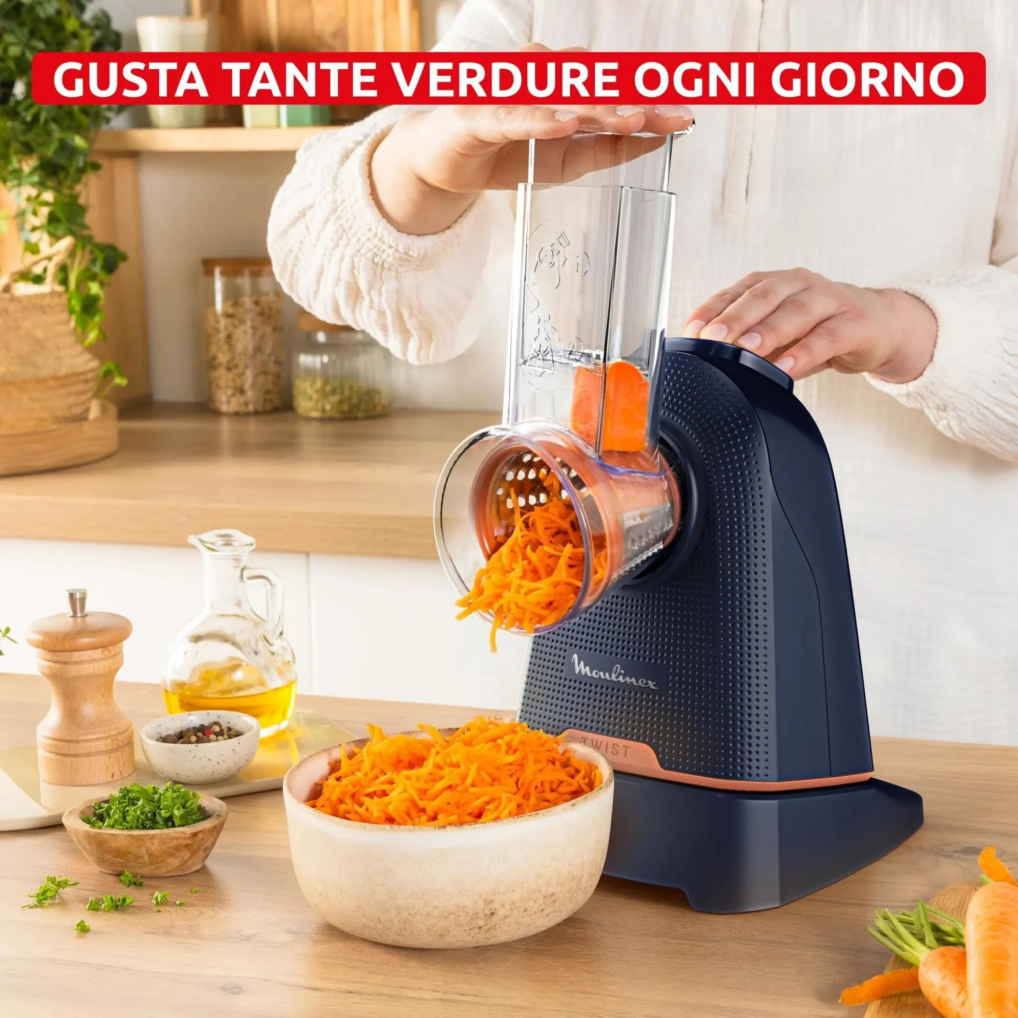Moulinex Fresh Express Twist 5-in-1 Electric Food Chopper, Direct Serve System, Blue, DK8654 - immagine 5