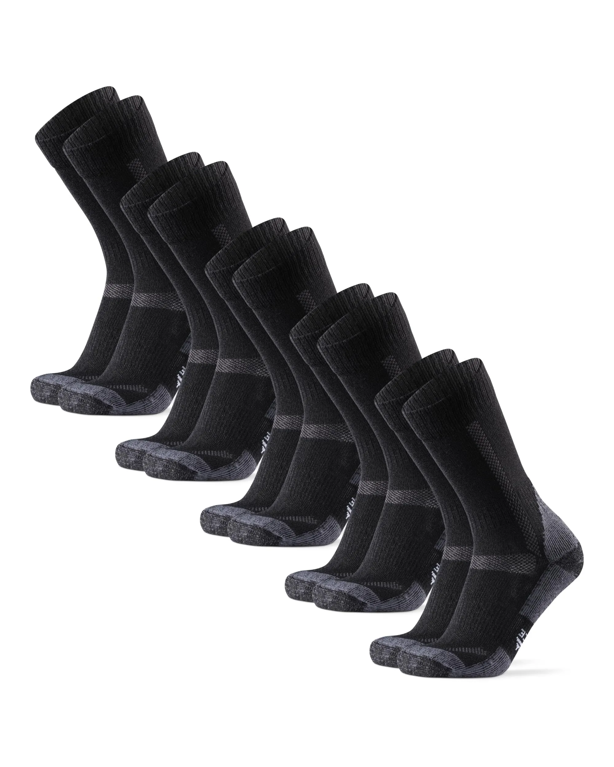 Danish Endurance Calze Trekking Lana Merino, 5 Paia, Nero/Grigio, 35-38 - immagine 1