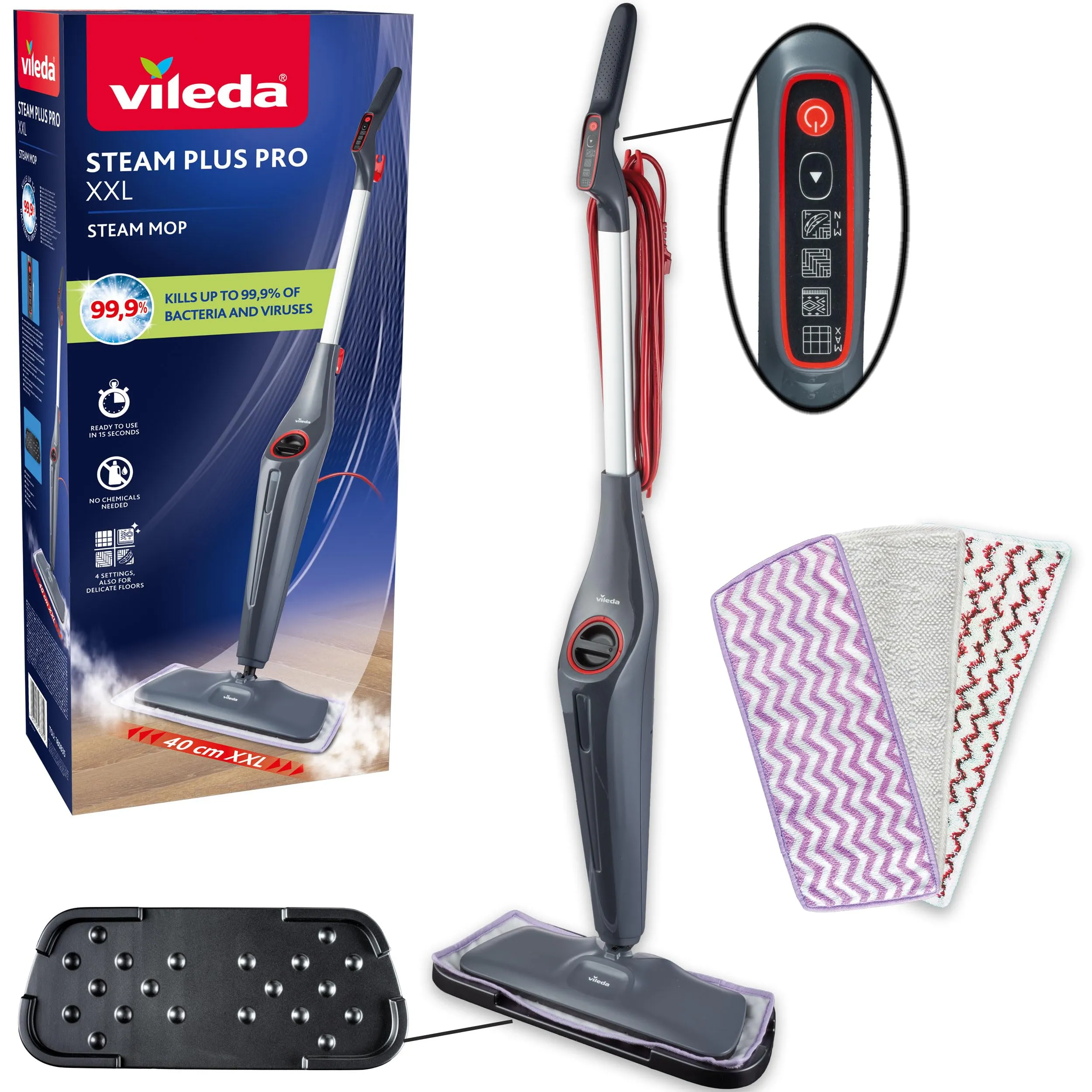 Vileda Steam Plus Pro XXL Scopa a Vapore - immagine 1
