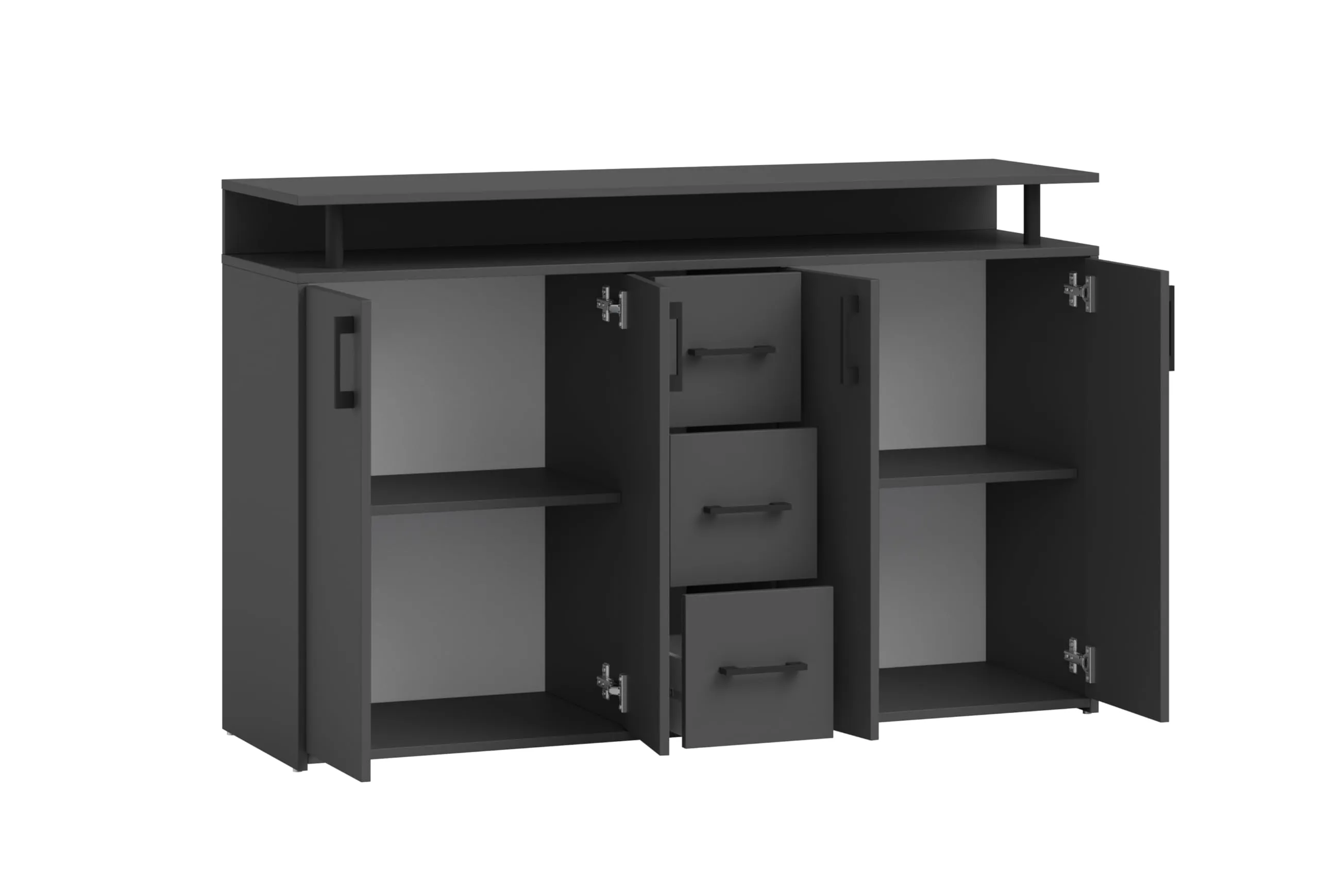 Avanti Trendstore Doro - Cassettiera da ingresso, comò portaoggetti con 4 ante e 3 cassetti in legno truciolare, 139x90x34 cm - immagine 2