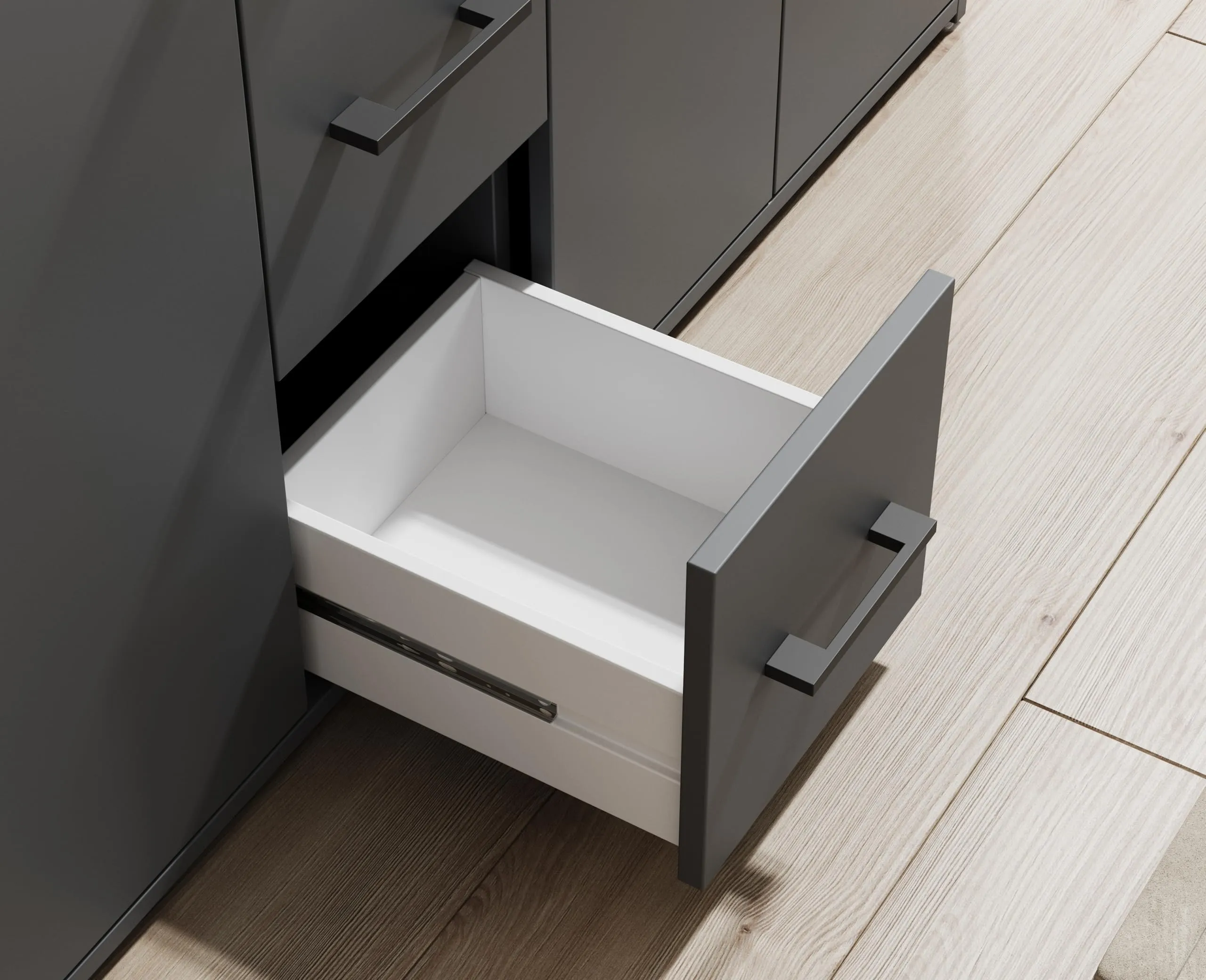 Avanti Trendstore Doro - Cassettiera da ingresso, comò portaoggetti con 4 ante e 3 cassetti in legno truciolare, 139x90x34 cm - immagine 6