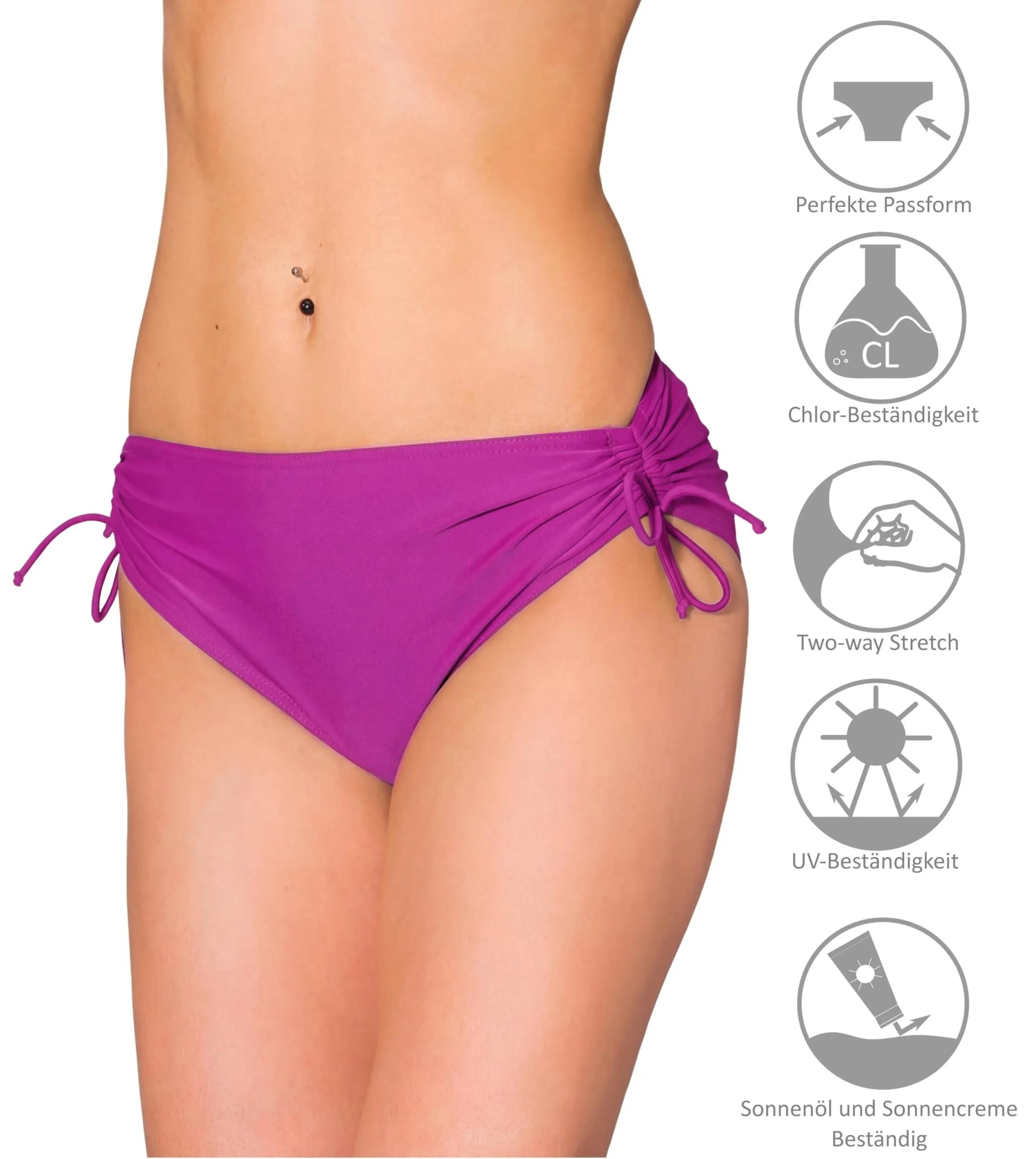 Aquarti Slip Costume Donna con Laccetti, Porpora, 48 - immagine 4