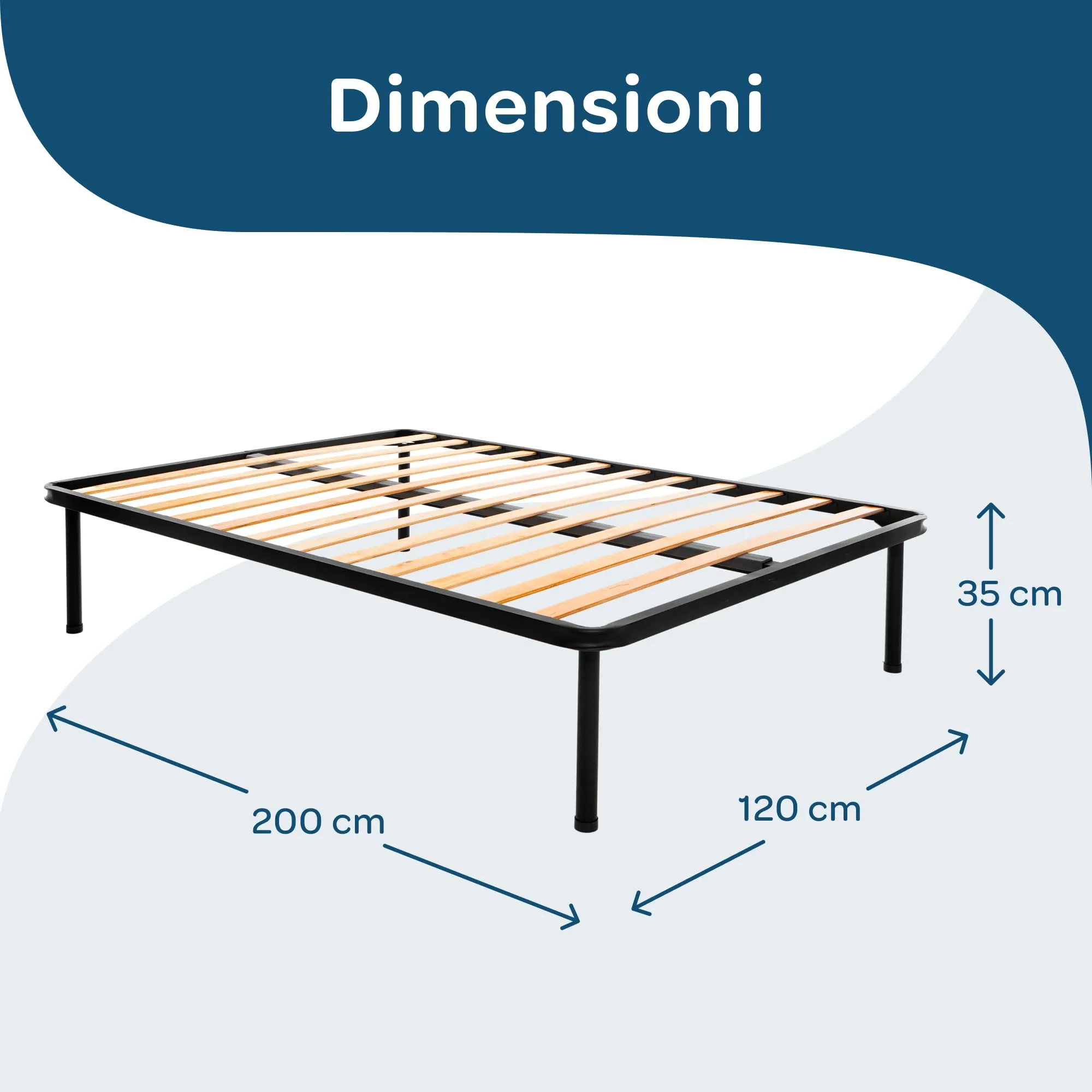 Dolci Sogni Set Letto Matrimoniale 160x200 con Rete a Doghe in Legno, Materasso 14 cm e Cuscini - immagine 3
