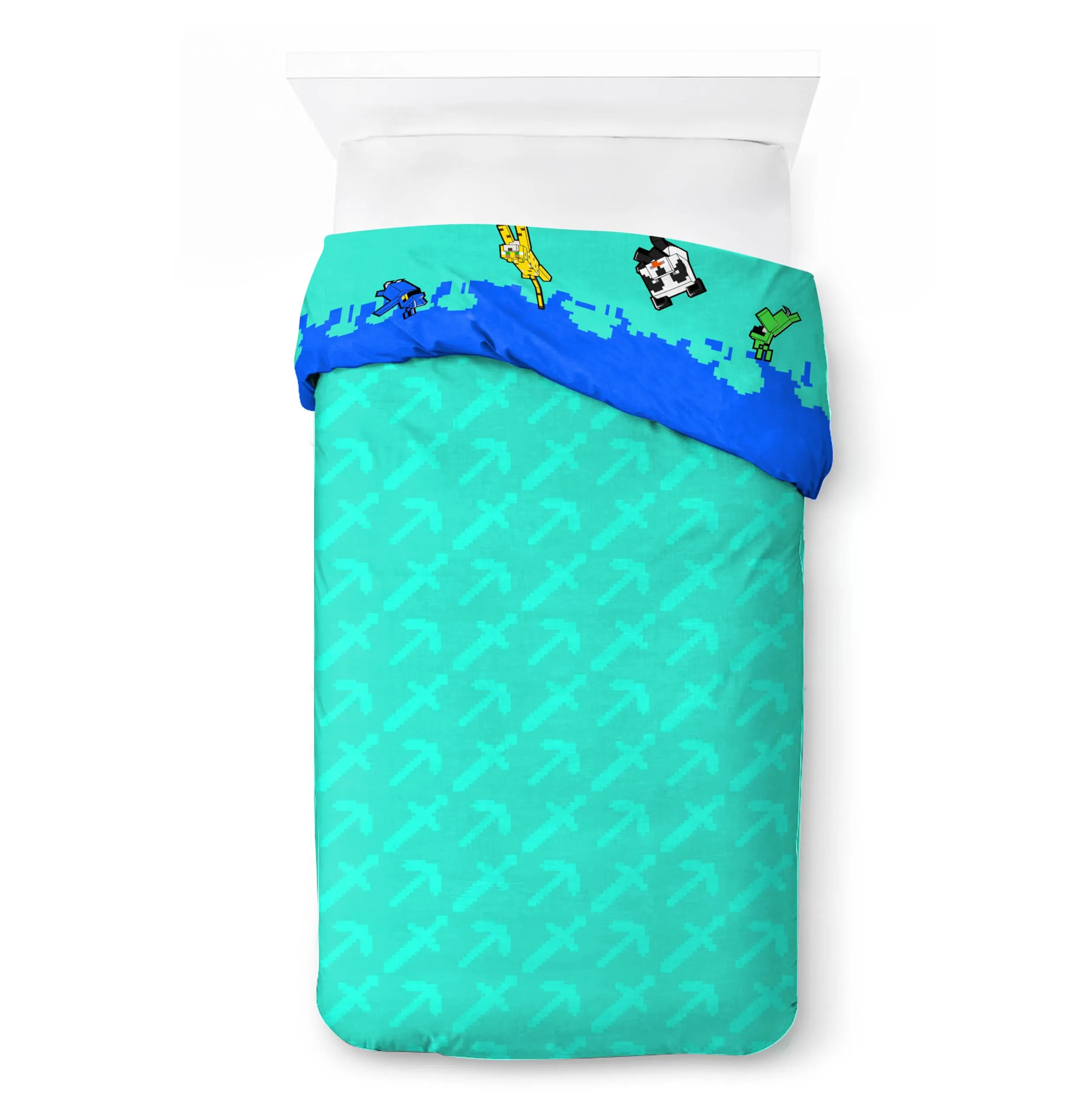 Jay Franco Mojang Minecraft Set Biancheria da Letto per Bambini, Copripiumino e Federa, Letto Singolo, Multicolore, 2 Pezzi - immagine 4