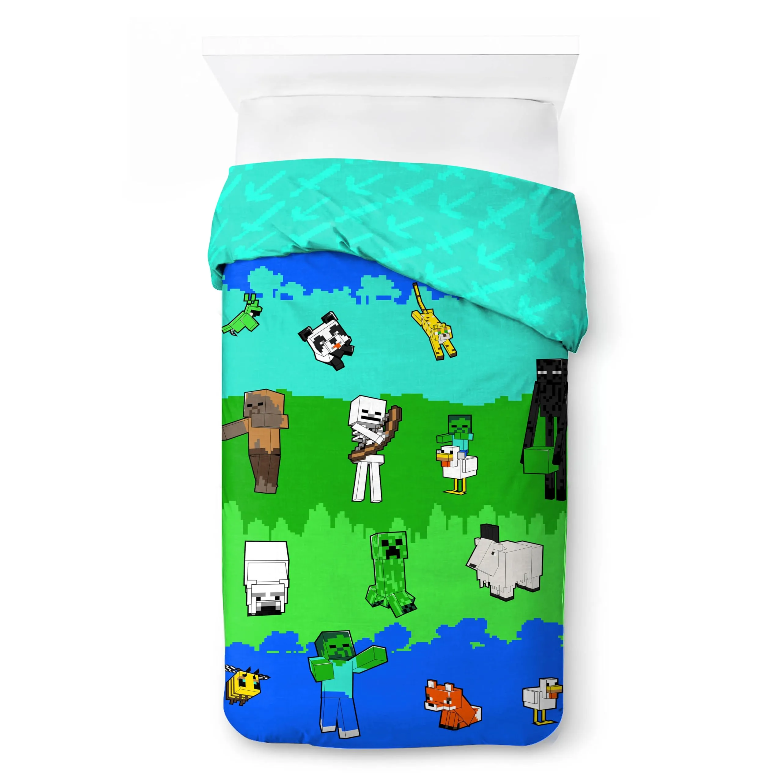 Jay Franco Mojang Minecraft Set Biancheria da Letto per Bambini, Copripiumino e Federa, Letto Singolo, Multicolore, 2 Pezzi - immagine 5