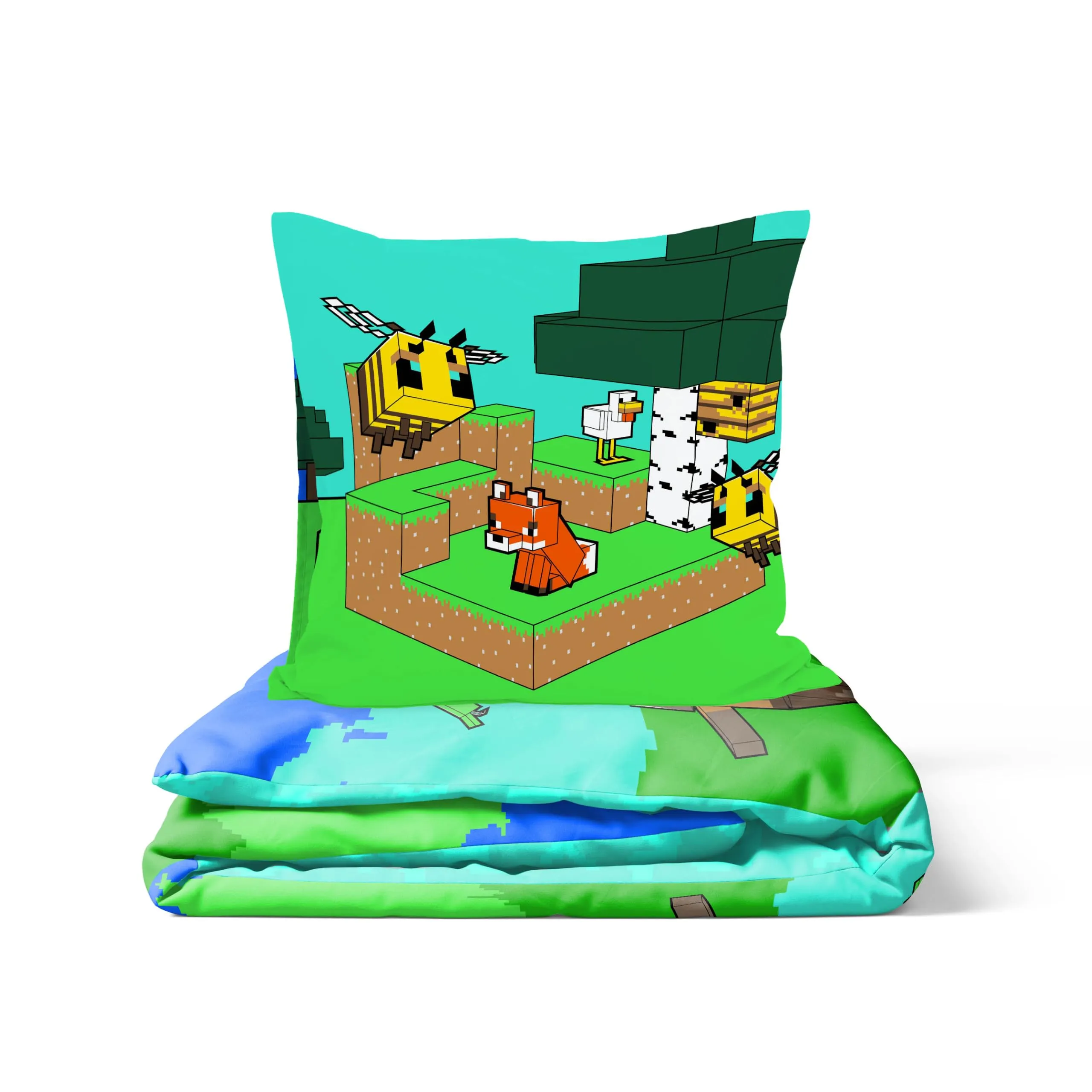 Jay Franco Mojang Minecraft Set Biancheria da Letto per Bambini, Copripiumino e Federa, Letto Singolo, Multicolore, 2 Pezzi - immagine 6
