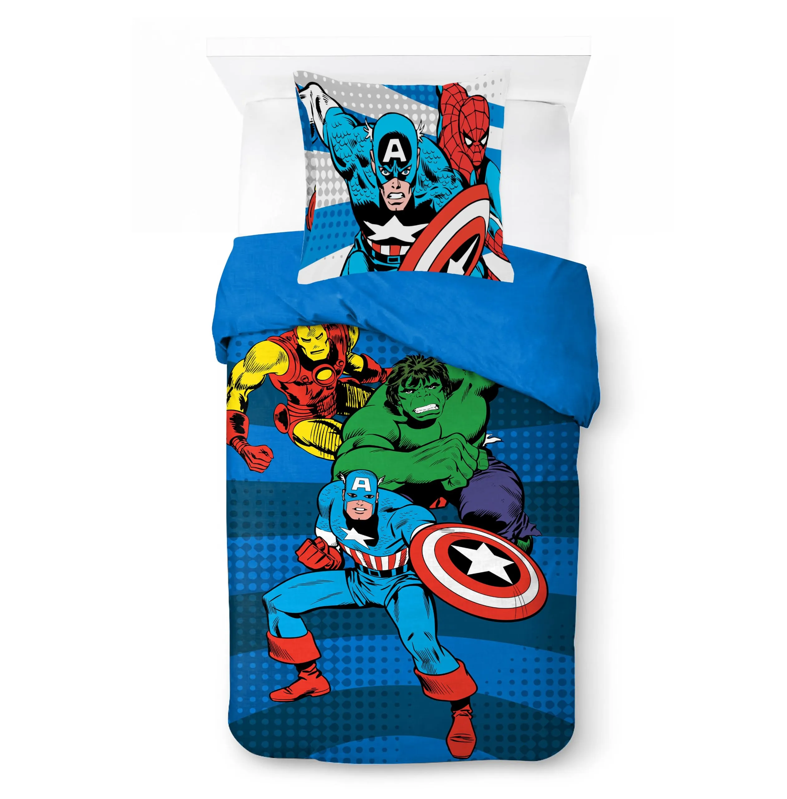 Jay Franco Marvel Avengers Set Copripiumino 2 Pezzi con Federa, Blu, Letto Singolo - immagine 1