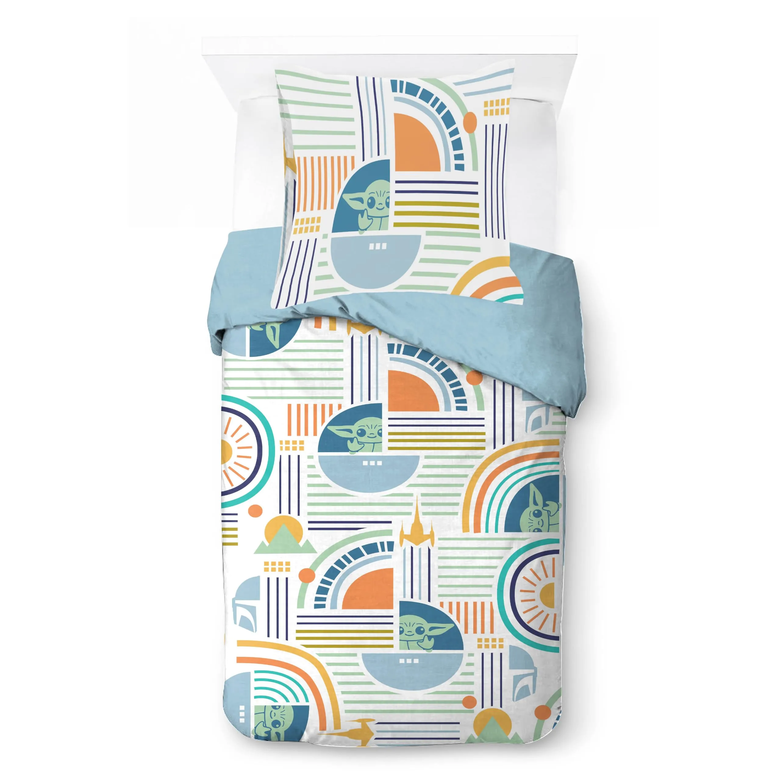 Jay Franco Star Wars The Mandalorian Bedding Set, Single, Multicolore, 2 Pieces - immagine 1
