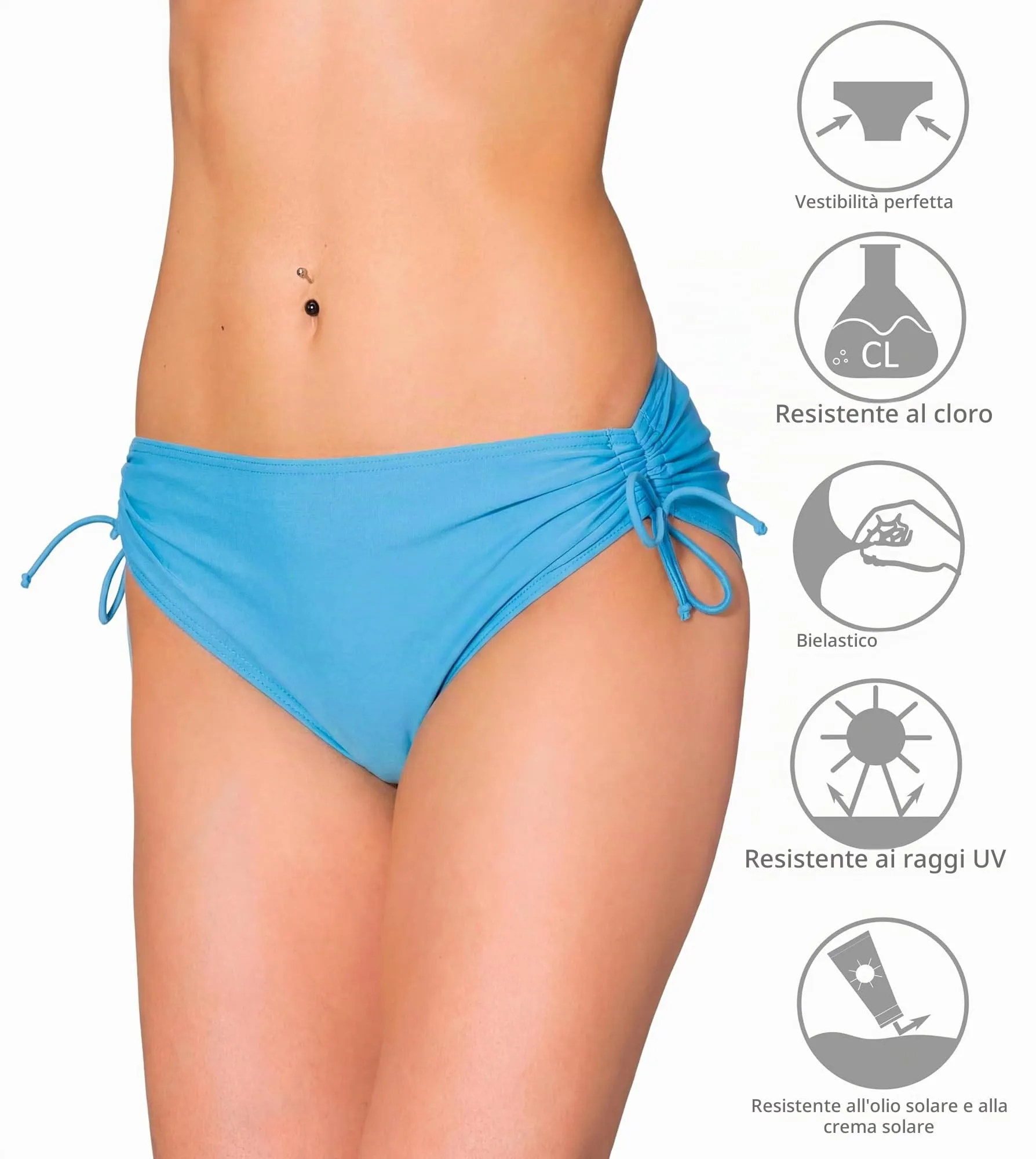 Aquarti Slip Costume Donna con Laccetti, Blu Turchese, 42 - immagine 4
