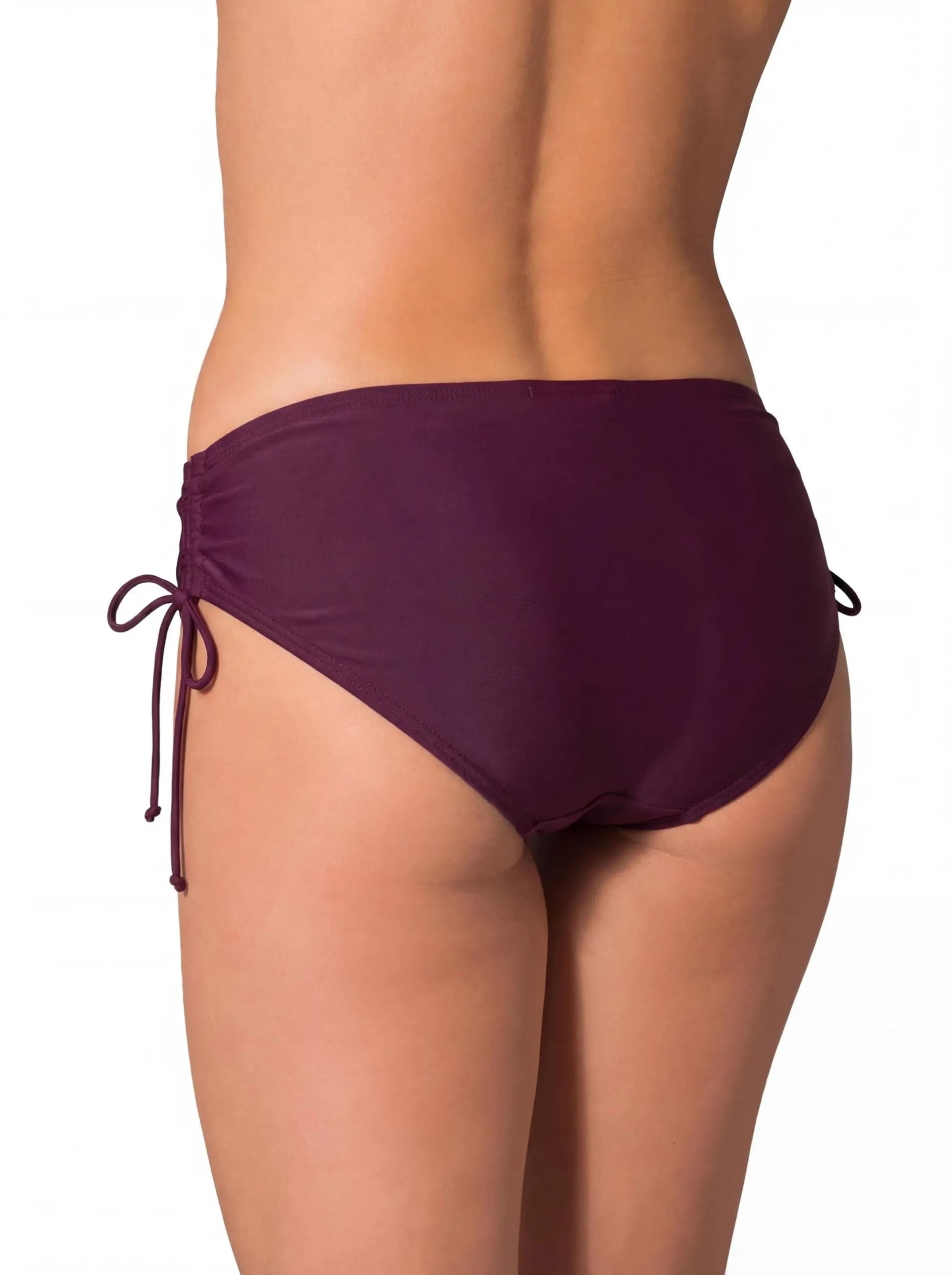 Aquarti Slip Costume Donna con Laccetti, Prugna Bordeaux, 46 - immagine 2
