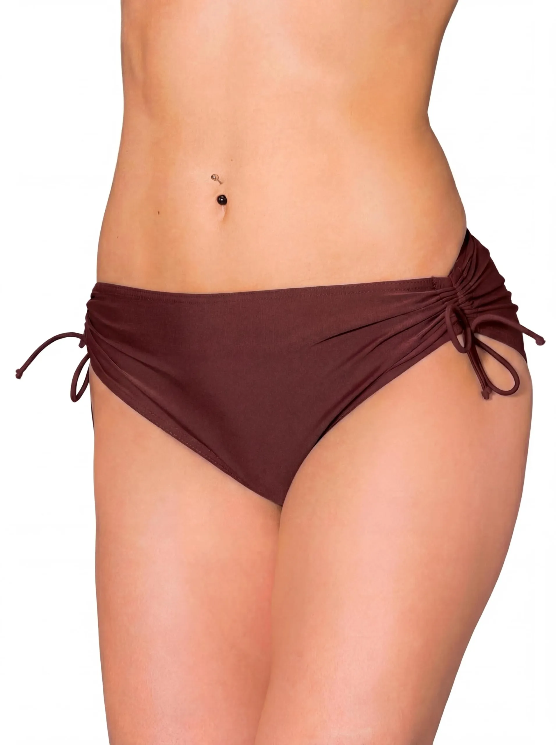 Aquarti Slip Costume Donna con Laccetti, Marrone Cioccolato, 48 - immagine 1