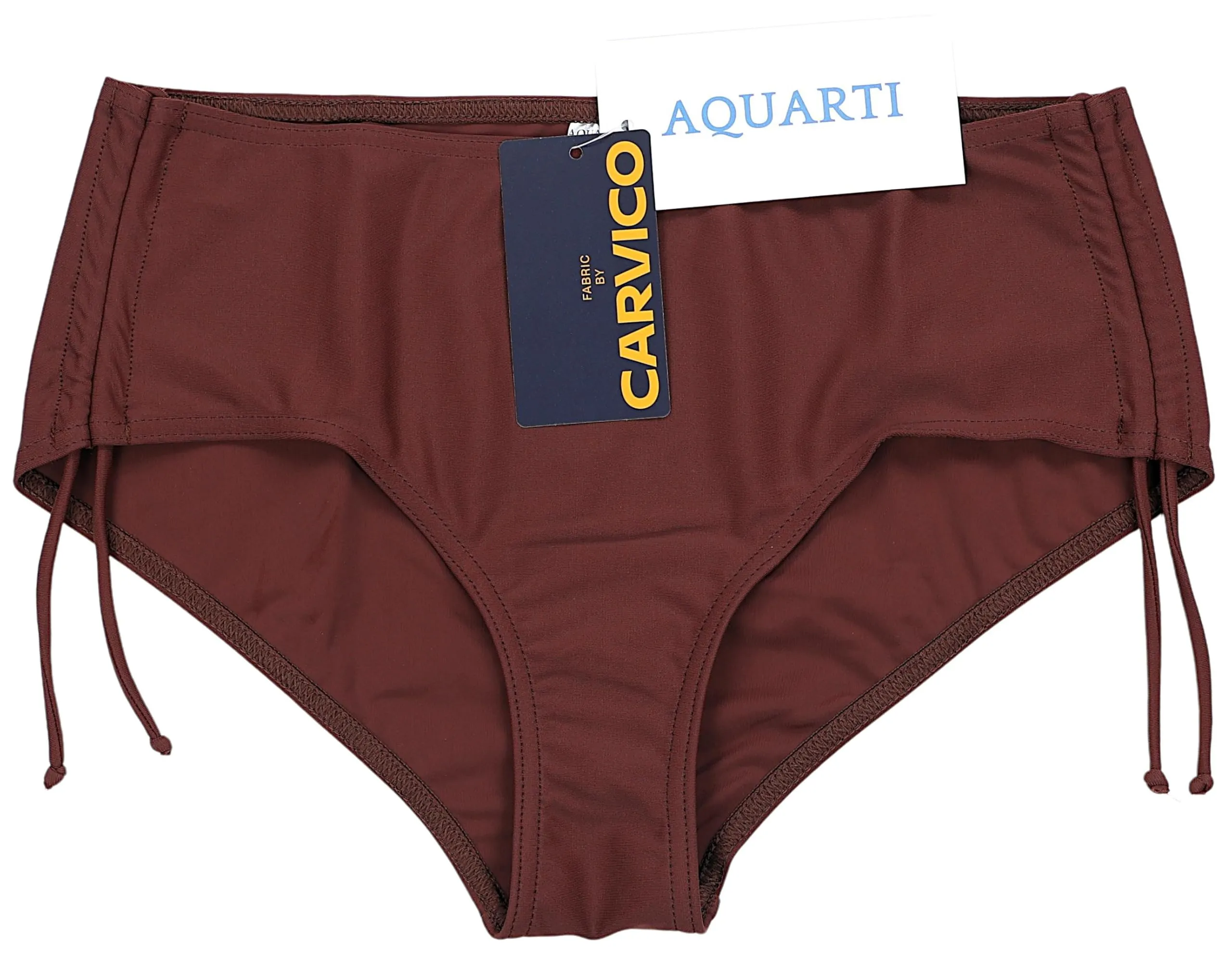 Aquarti Slip Costume Donna con Laccetti, Marrone Cioccolato, 48 - immagine 3