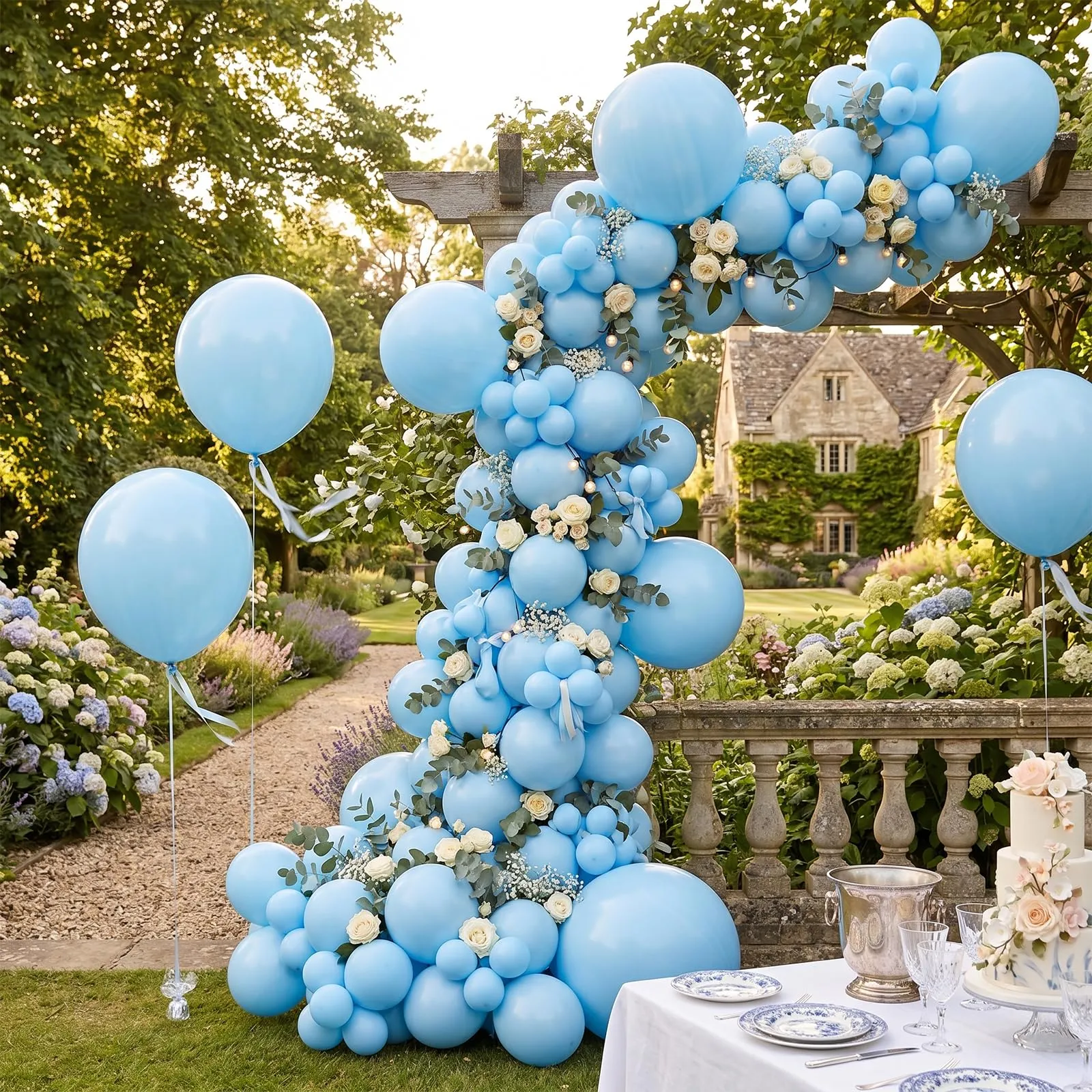 fairymaiden Palloncini in Lattice Blu Pastello Macaron, 100 Pezzi, 12 Pollici - immagine 7