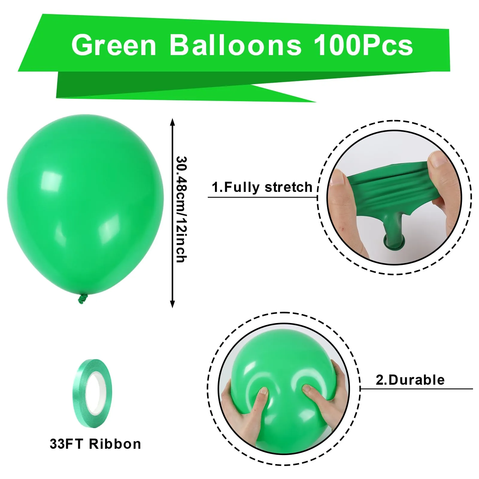 Fairymaiden Palloncini Verdi in Lattice, 100 Pezzi, 12 Pollici - immagine 2