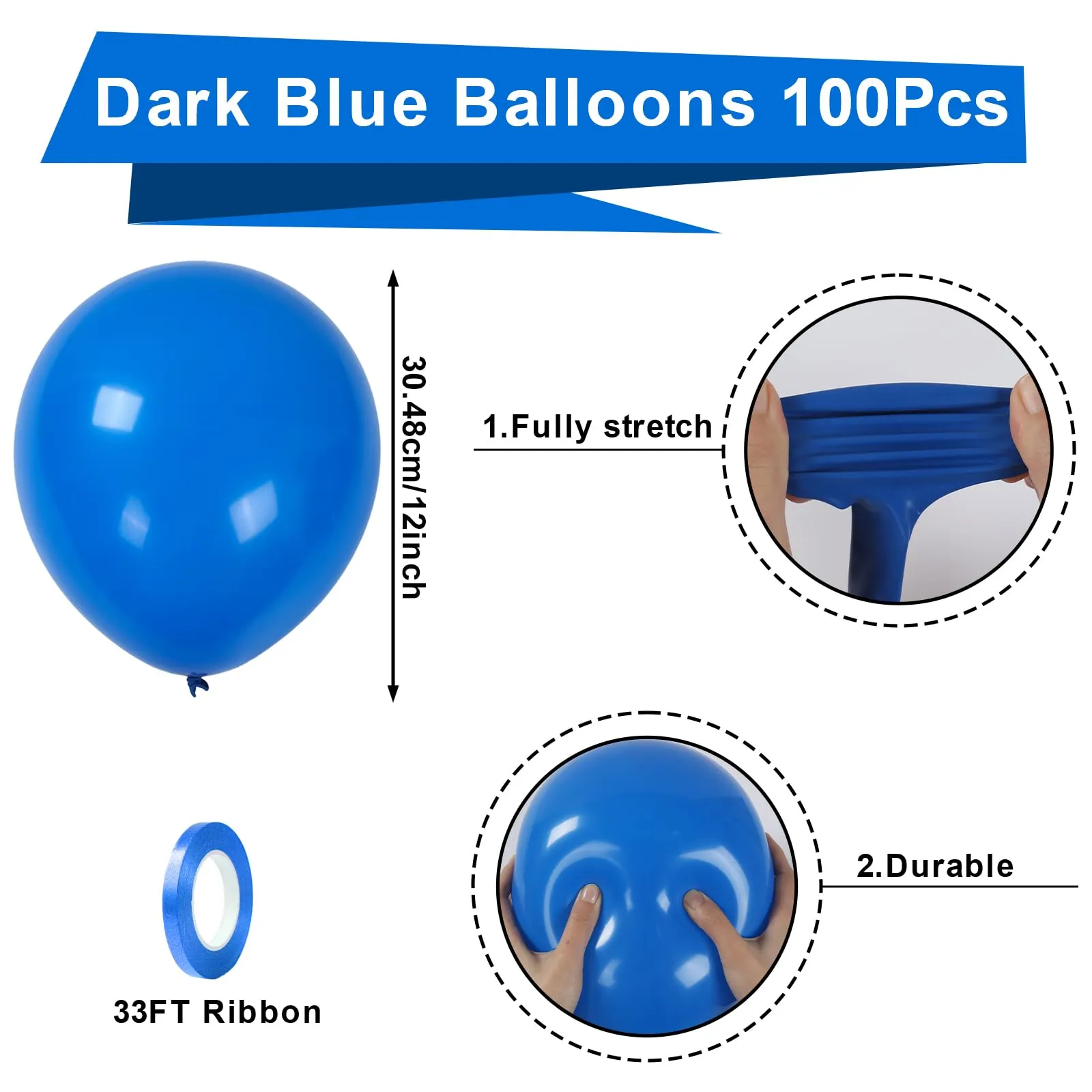 fairymaiden Palloncini Blu Scuro, 100 Pezzi, 12 Pollici - immagine 2