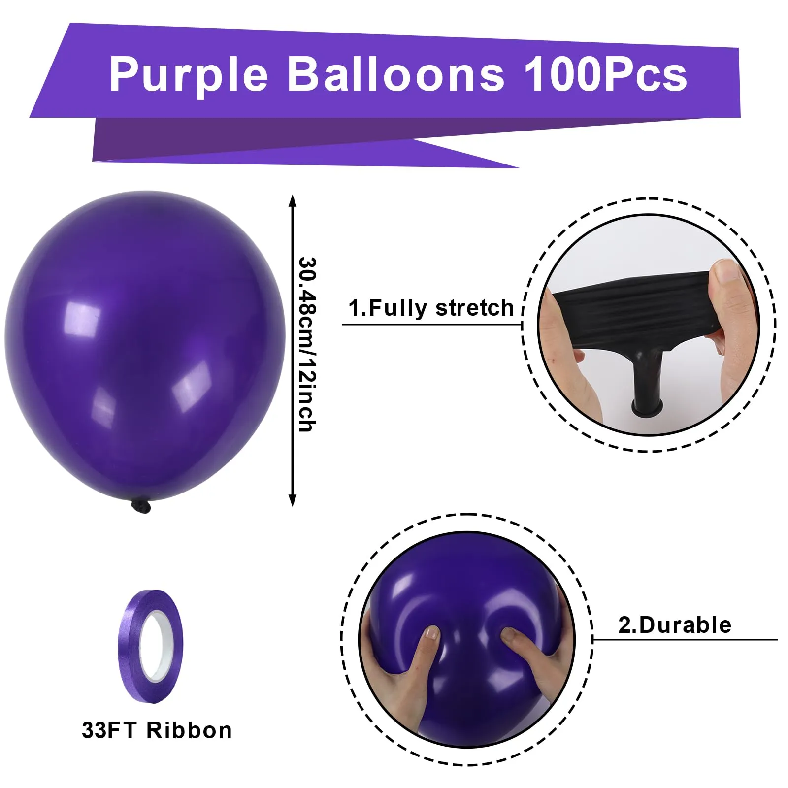 fairymaiden Palloncini Viola Scuro in Lattice, 100 Pezzi, 12 Pollici - immagine 2