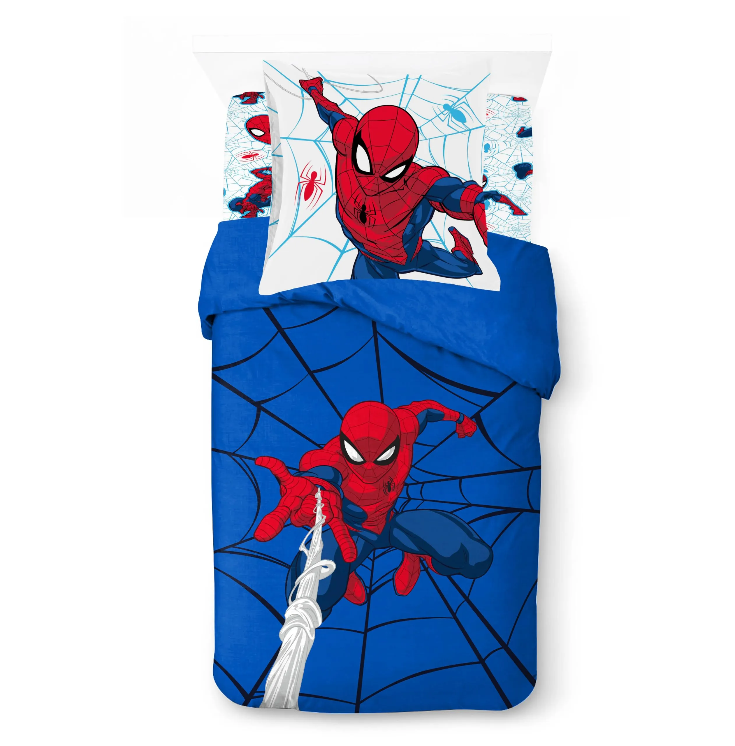 Jay Franco Marvel Spider-Man Bedding Set, Blue, 3 Pieces Single - immagine 1