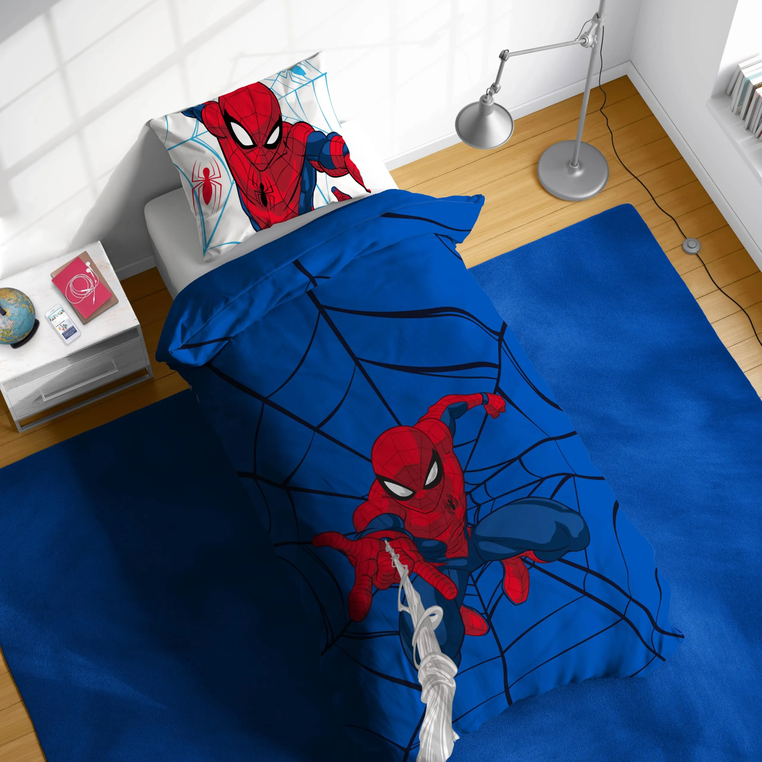 Jay Franco Marvel Spider-Man Bedding Set, Blue, 3 Pieces Single - immagine 2