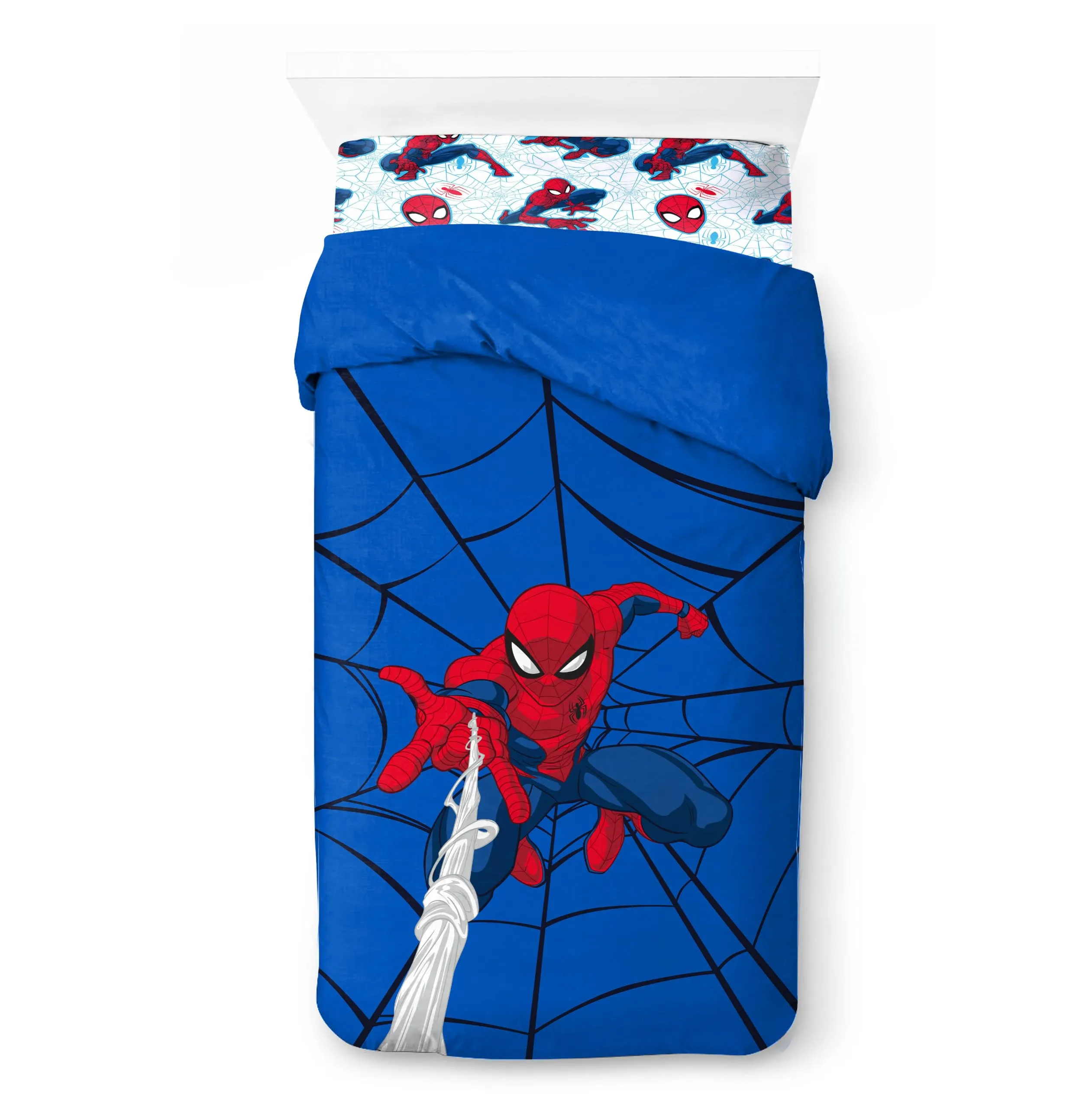 Jay Franco Marvel Spider-Man Bedding Set, Blue, 3 Pieces Single - immagine 5