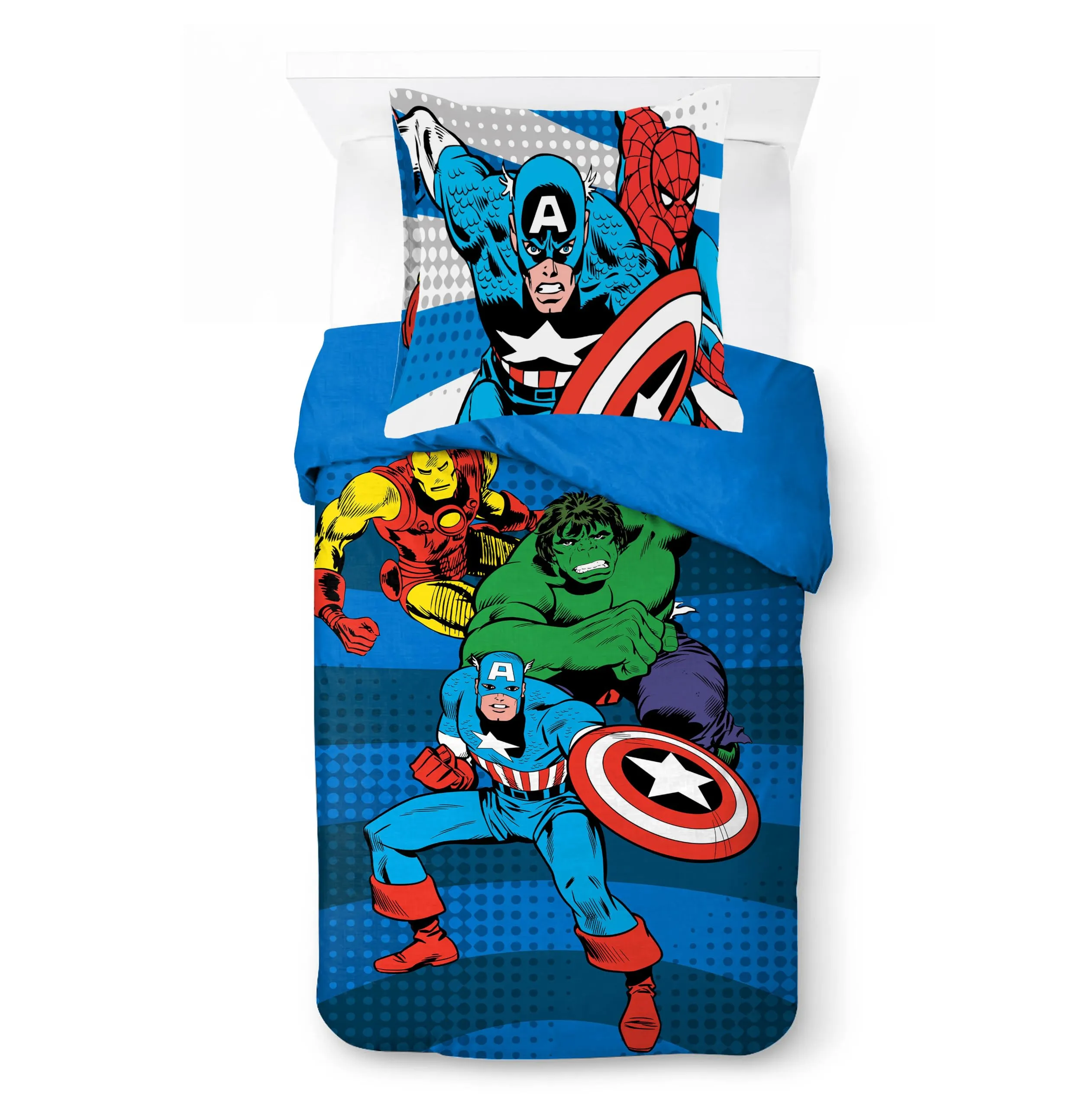 Jay Franco Marvel Avengers Set di biancheria da letto, 2 pezzi, Singolo, Blu - immagine 1