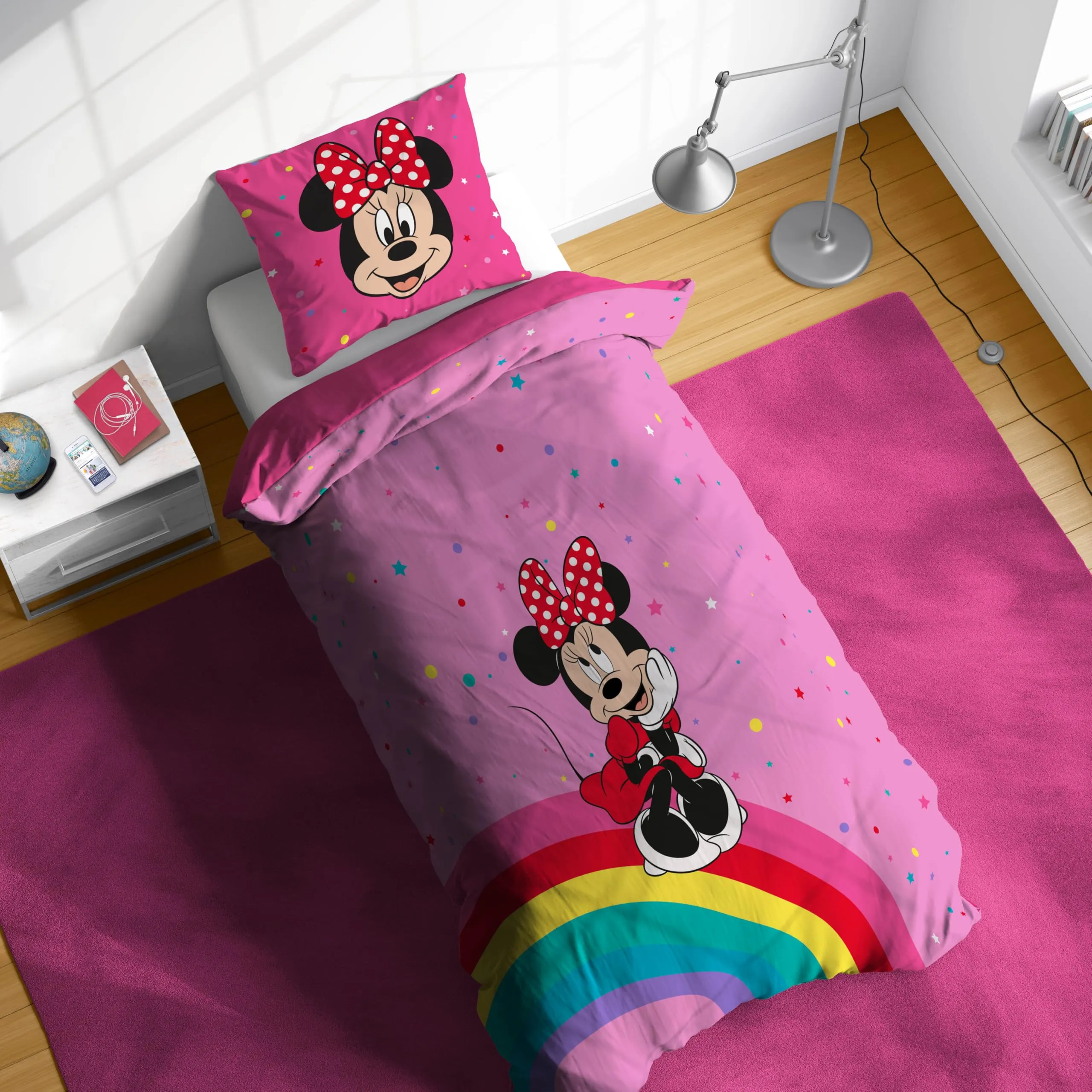 Jay Franco Disney Minnie Mouse Set Biancheria da Letto, Copripiumino e Federa, Letto Singolo, Multicolore, 2 Pezzi - immagine 2