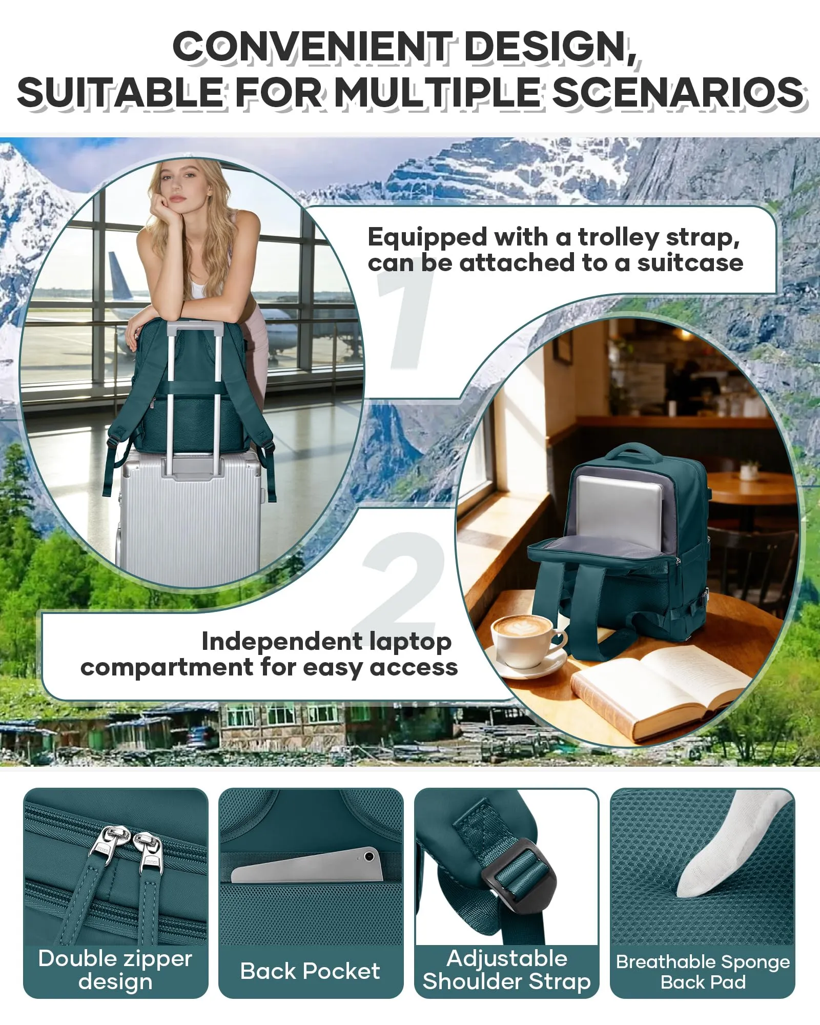 BJLFS Zaino da Viaggio Ryanair 40x30x20 Sottovuoto con Pompa - immagine 6