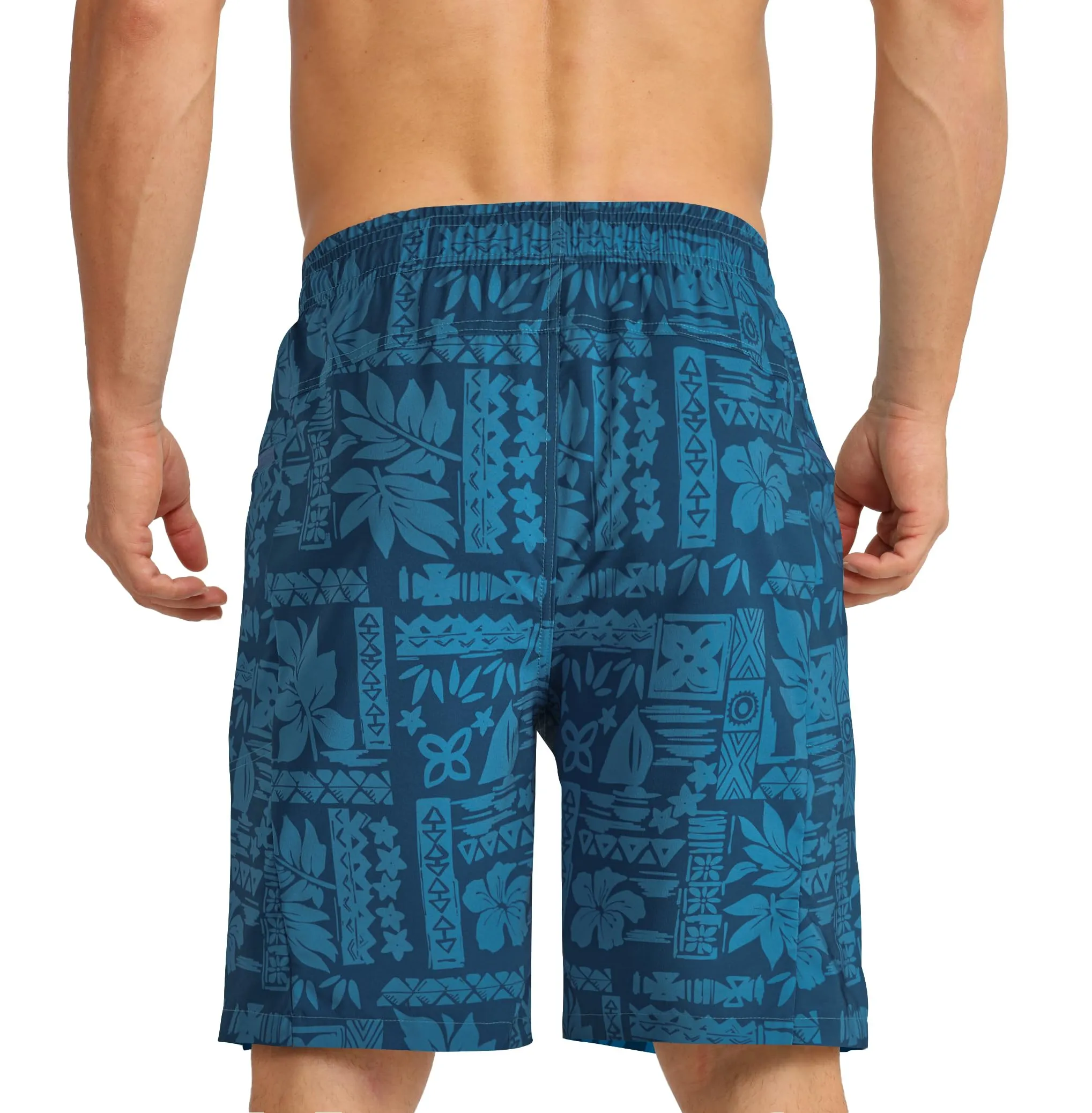 APTRO Pantaloncini da bagno da uomo 2 in 1 con fodera a compressione, Retro Blue Mk039, S - immagine 2