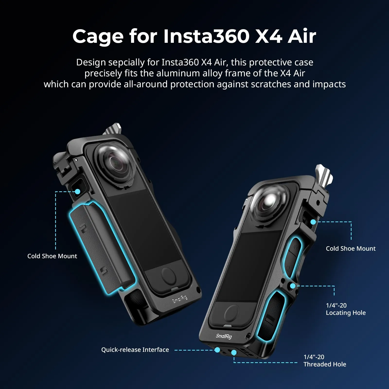 SmallRig Gabbia in Lega di Alluminio per Insta360 X4 Air - 5939 - immagine 2