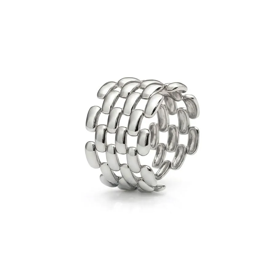 SAGA GIOIELLI Anello a fascia intrecciato regolabile in acciaio Inox - Argentato - immagine 1