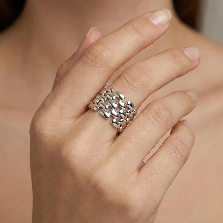 SAGA GIOIELLI Anello a fascia intrecciato regolabile in acciaio Inox - Argentato - immagine 5