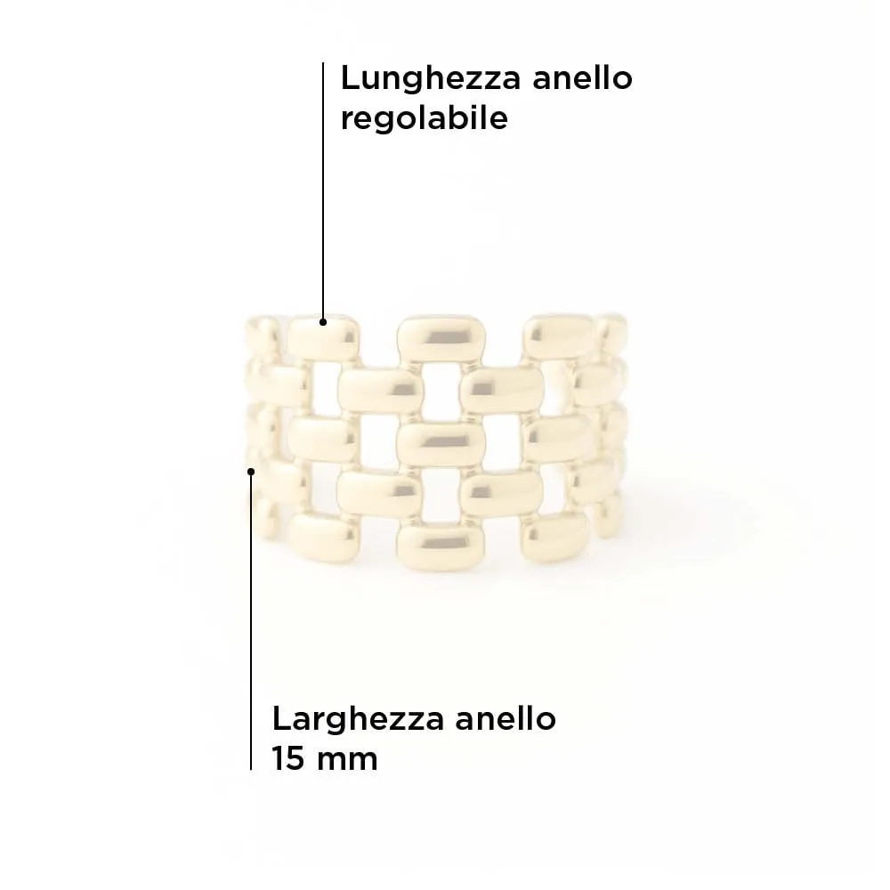 SAGA GIOIELLI Anello a fascia intrecciato regolabile in acciaio Inox - Argentato - immagine 6