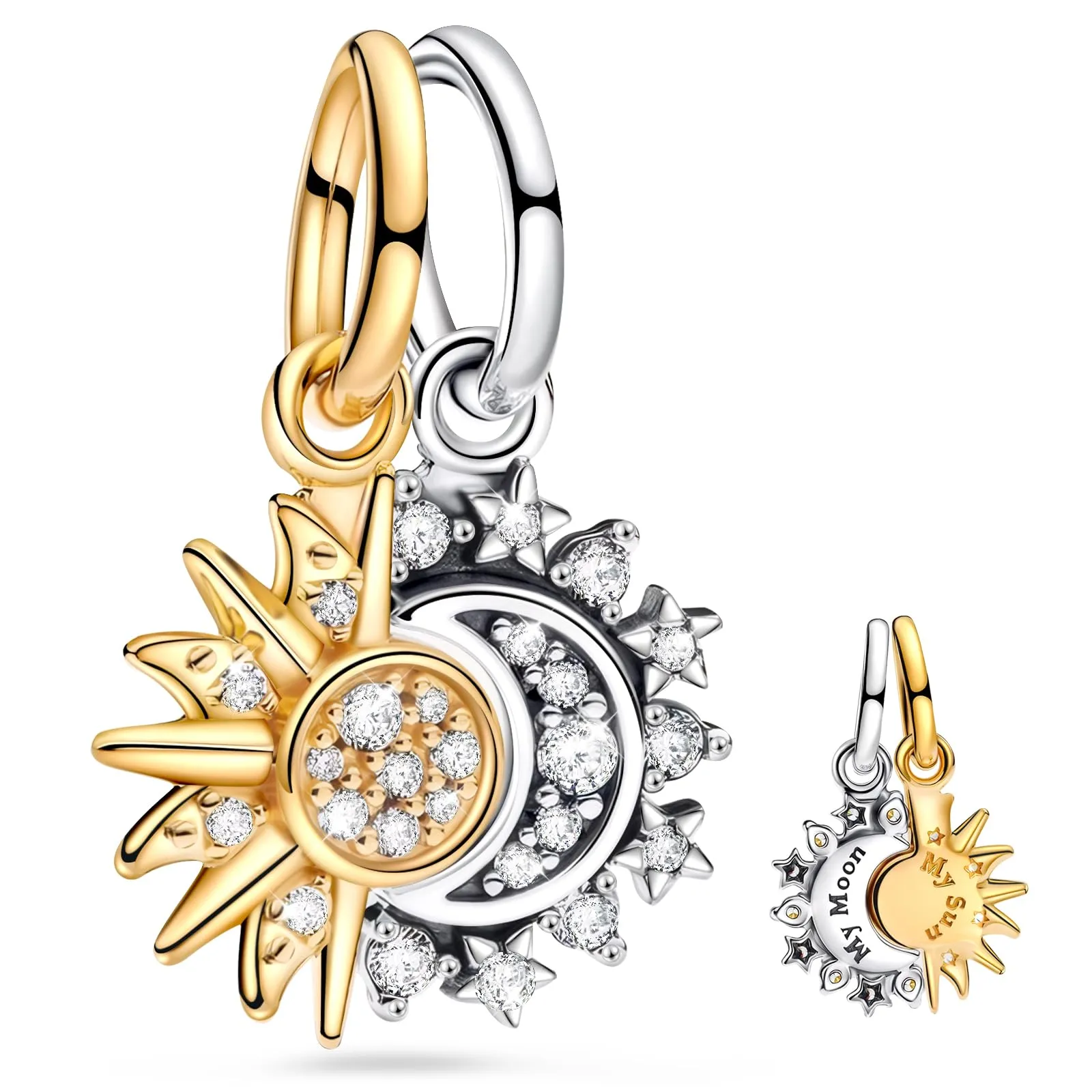 Ahokei Ciondoli Sole e Luna in Argento S925 e Oro per Bracciale e Collana - immagine 1