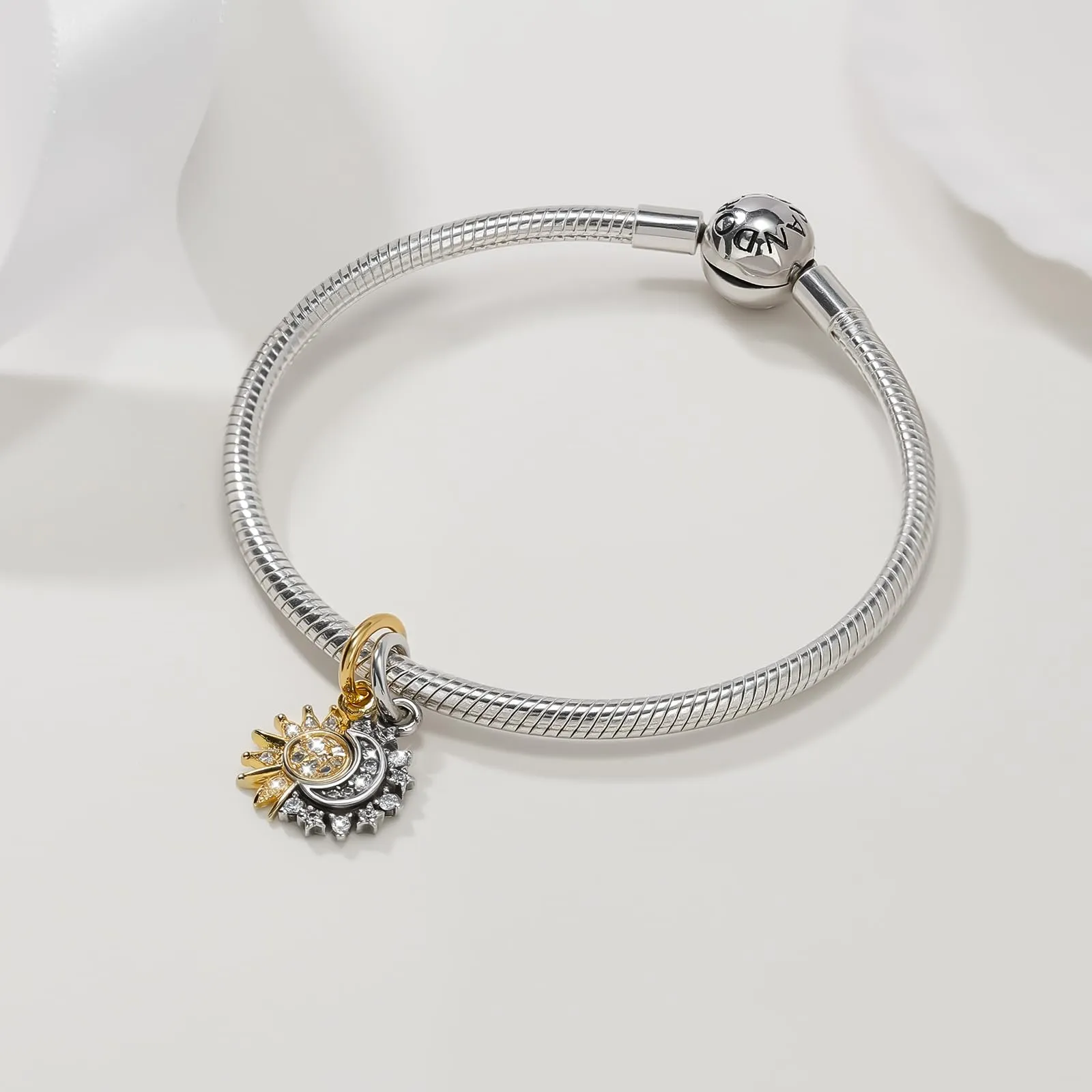 Ahokei Ciondoli Sole e Luna in Argento S925 e Oro per Bracciale e Collana - immagine 5