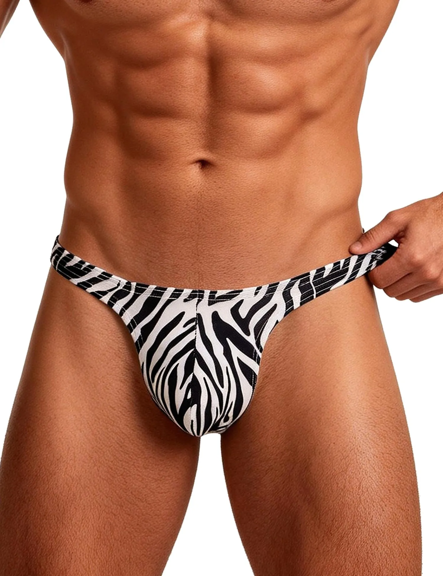 ohyeahlady Perizoma Filo Uomo Tanga Vita Bassa Leopardo e Zebrato, Taglia L - immagine 2