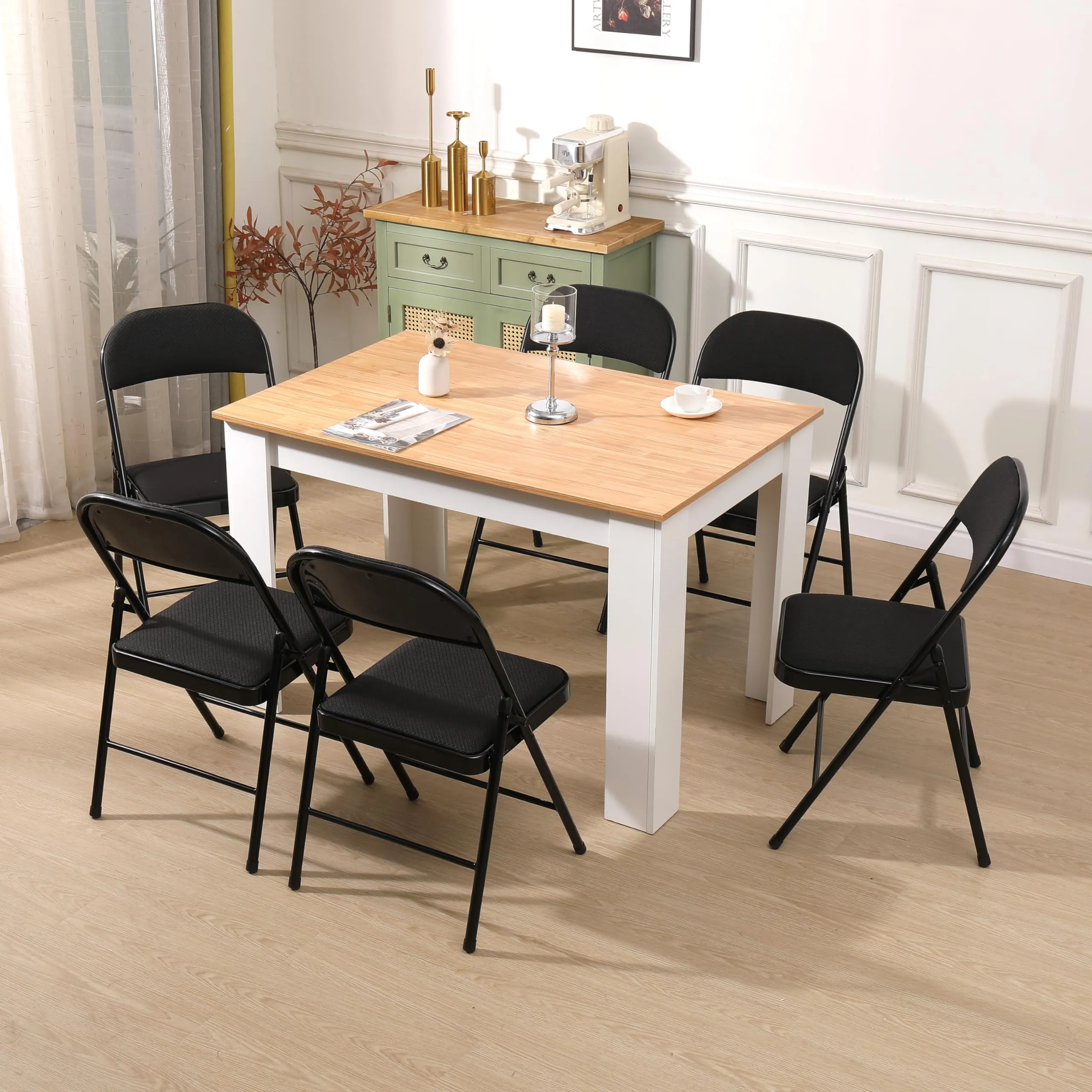 Asdsed Set di 6 Sedie Pieghevoli Imbottite, Nero - immagine 7