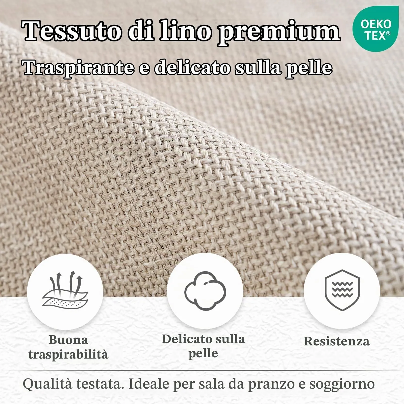 Goeurvant Set di 6 Sedie da Pranzo Beige con Braccioli, Poltroncina Imbottita in Lino con Gambe in Metallo - immagine 7