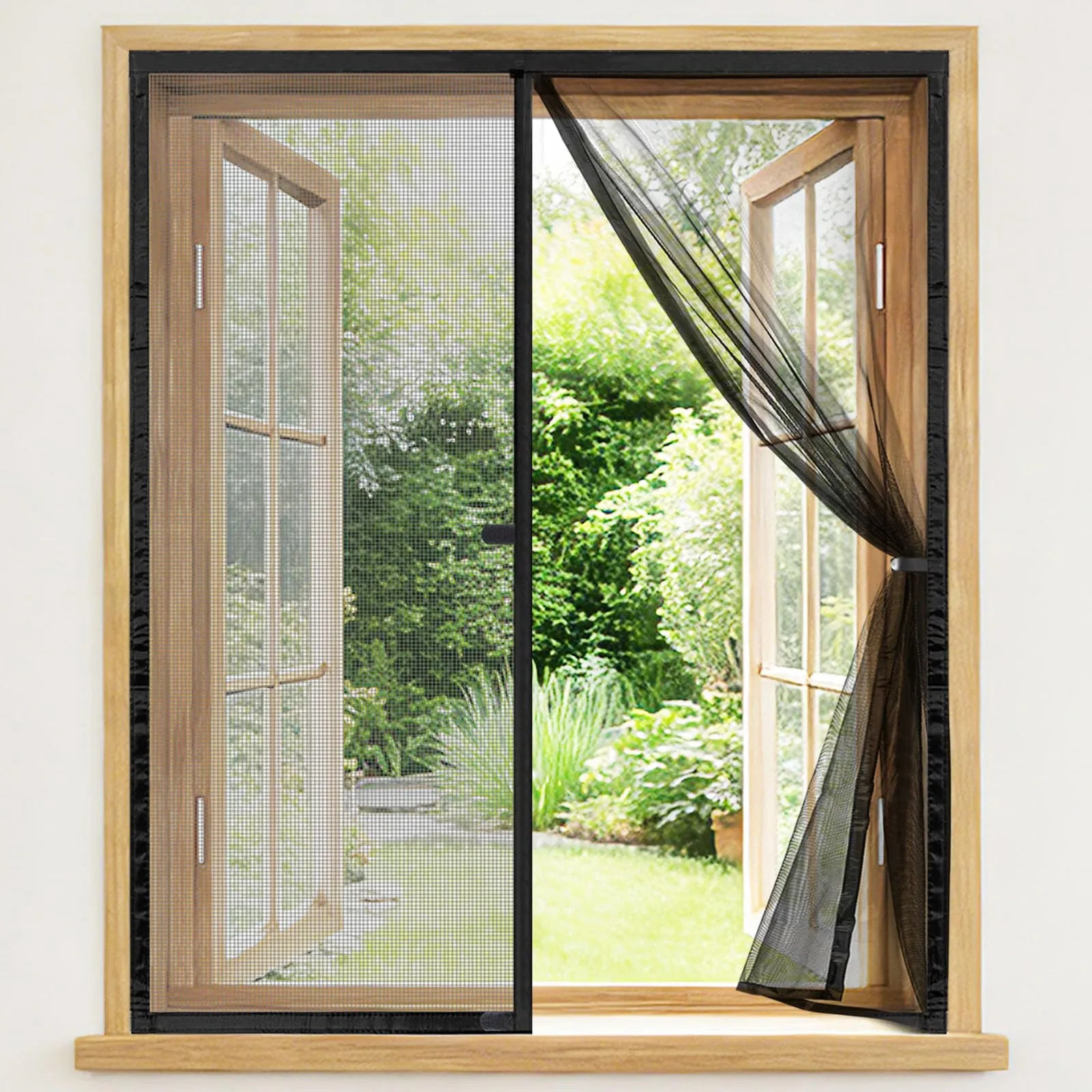 ESMAYULO Zanzariera Magnetica per Finestra in Fibra di Vetro, 100x160 cm, Nero - immagine 1