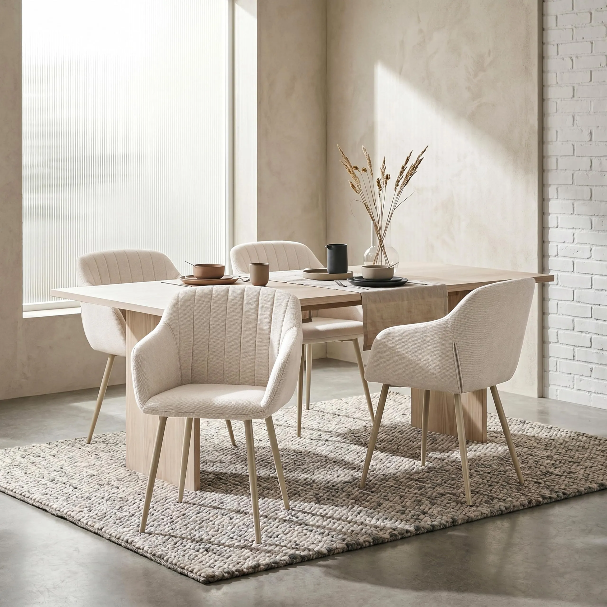 Goeurvant Set di 2 Sedie da Pranzo con Braccioli, Poltroncine Imbottite in Lino Beige con Gambe in Metallo - immagine 3