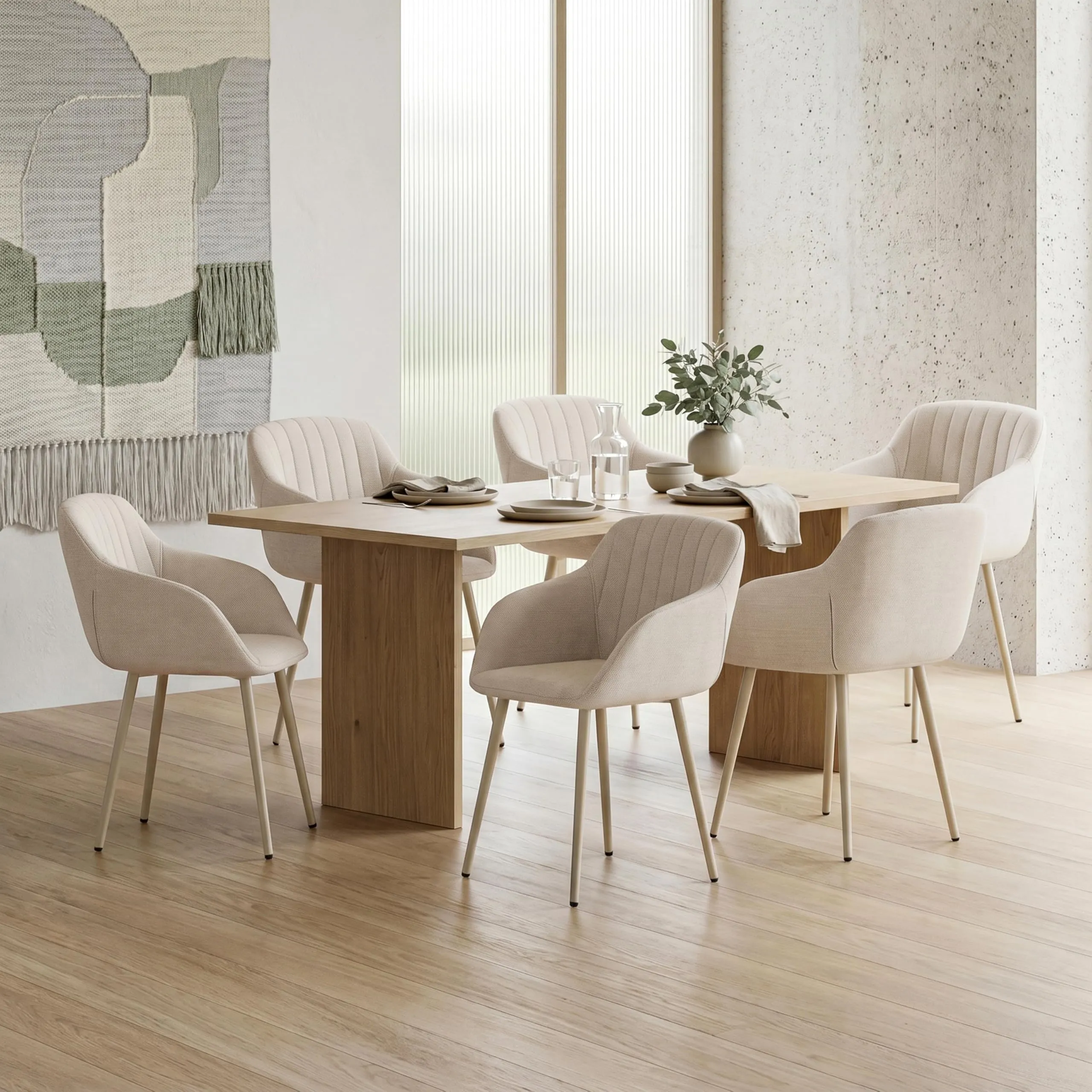 Goeurvant Set di 2 Sedie da Pranzo con Braccioli, Poltroncine Imbottite in Lino Beige con Gambe in Metallo - immagine 9