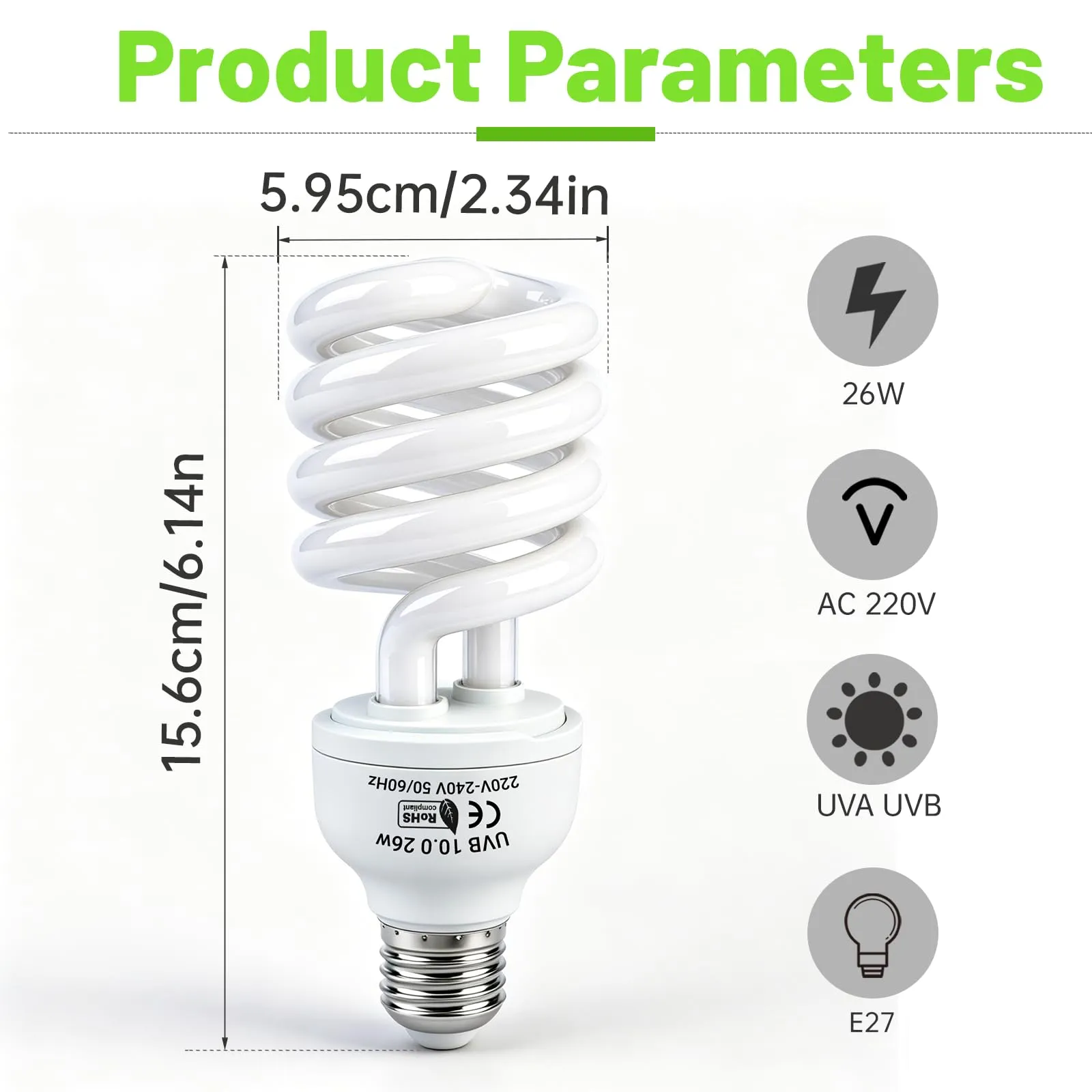 Caldarax Lampada UVB 10.0 per Rettili 26W E27 UVA UVB per Tartarughe, Lucertole, Serpenti, Camaleonti e Draghi Barbuti - immagine 2