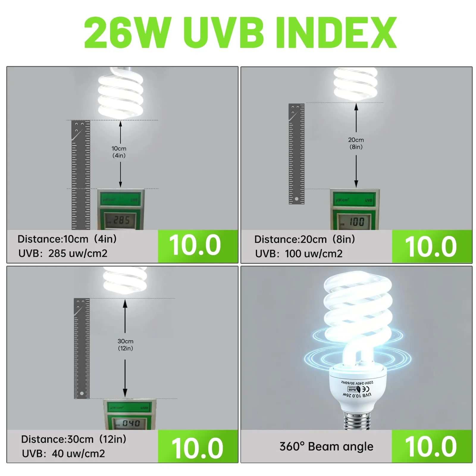 Caldarax Lampada UVB 10.0 per Rettili 26W E27 UVA UVB per Tartarughe, Lucertole, Serpenti, Camaleonti e Draghi Barbuti - immagine 4