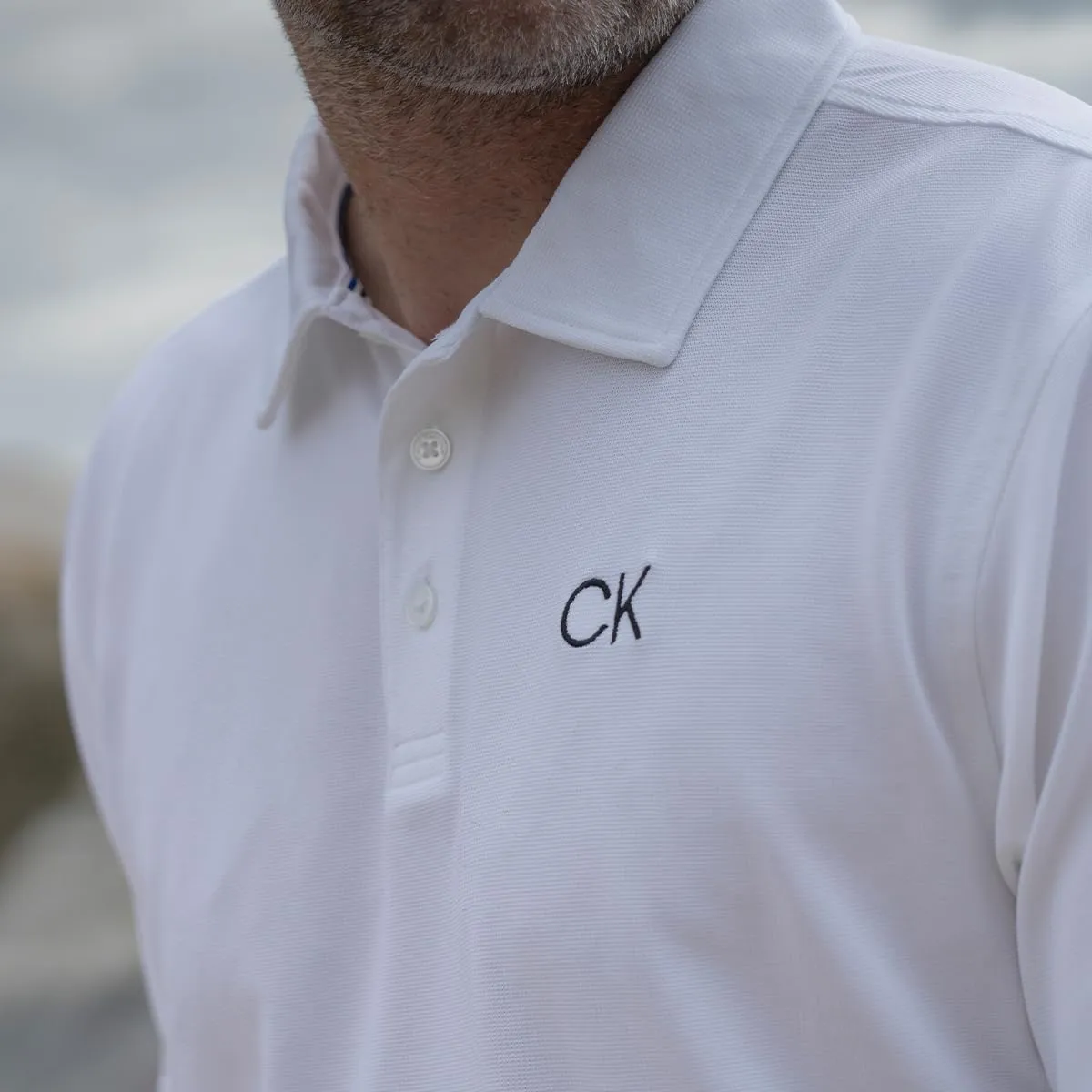 Calvin Klein Central Eco Light Wicking Men's Golf Polo - White - M - immagine 6