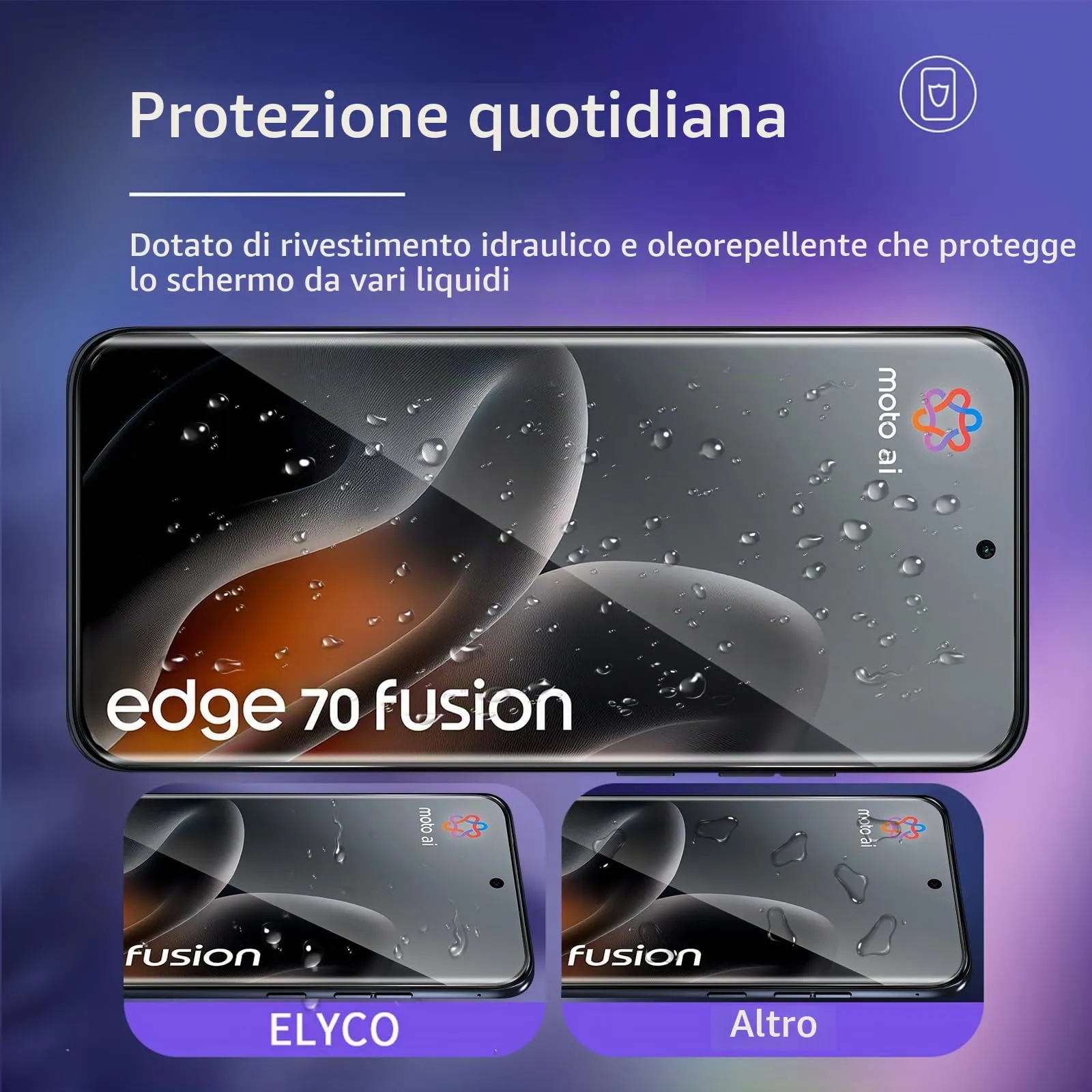 ELYCO Vetro Temperato per Motorola Moto Edge 70 Fusion, 2+2 Pezzi - immagine 2