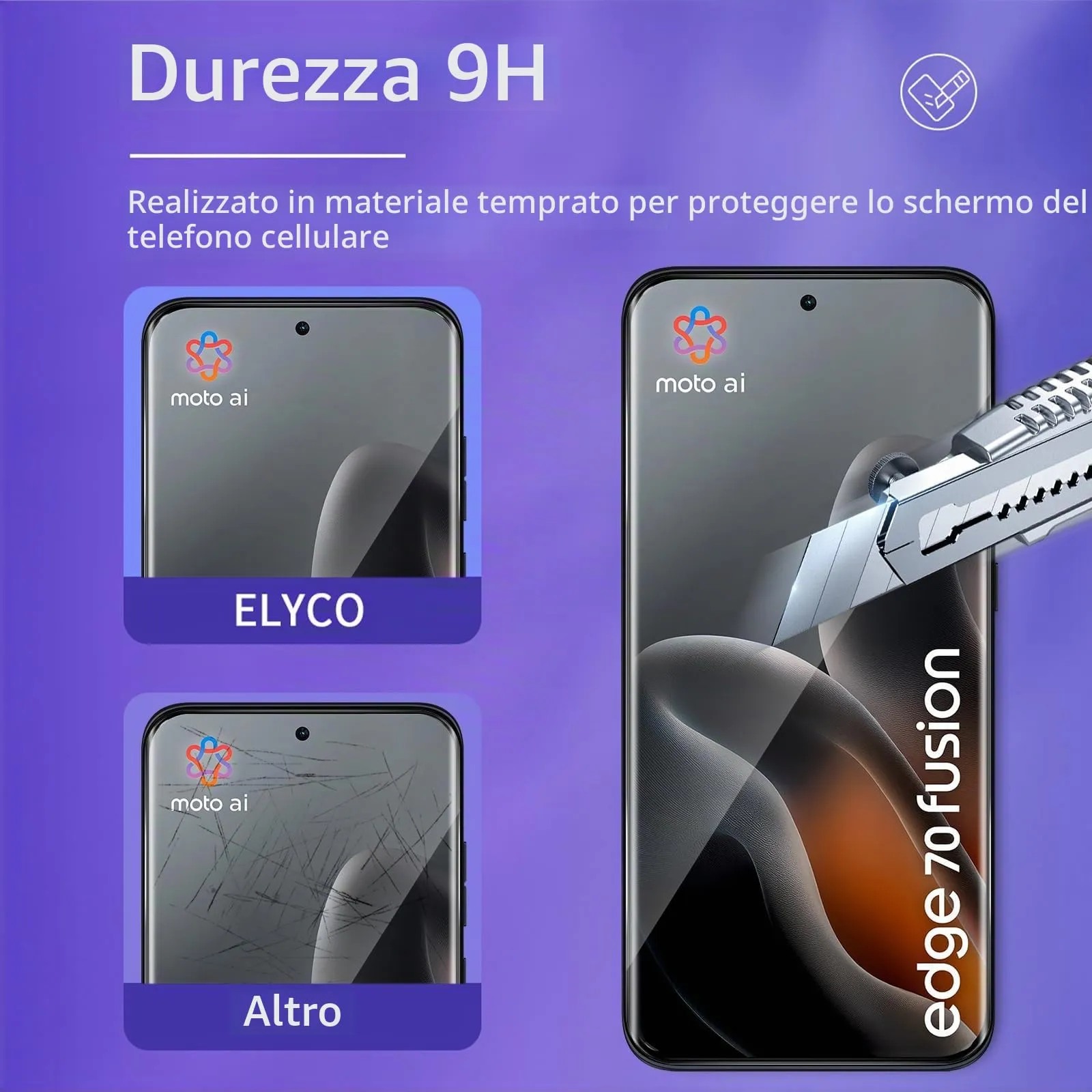 ELYCO Vetro Temperato per Motorola Moto Edge 70 Fusion, 2+2 Pezzi - immagine 3