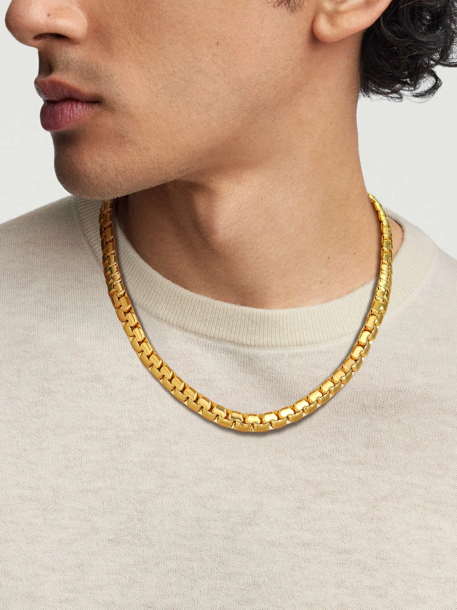 PROSTEEL Catena a Maglia Veneziana 8mm Oro Piatta 51cm Collana Uomo Acciaio - immagine 4
