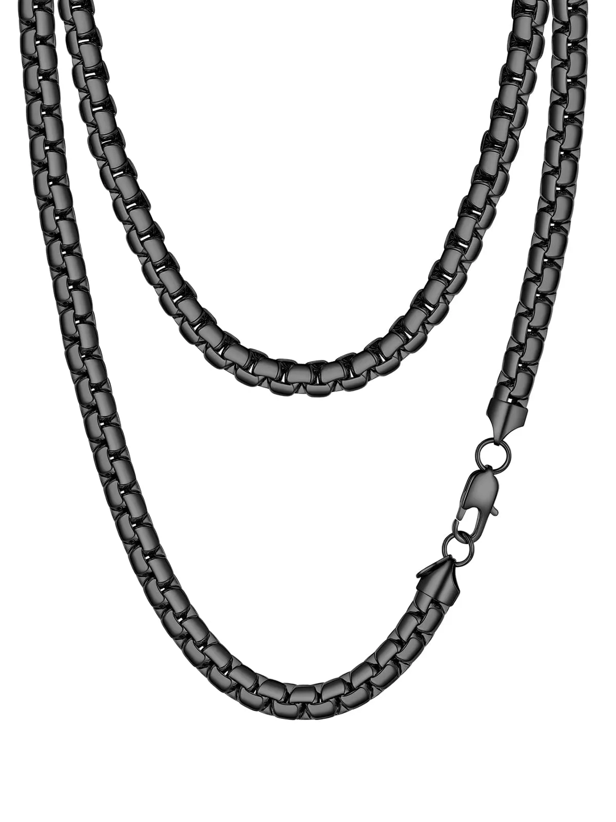 PROSTEEL Catena a Maglia Veneziana 8mm Nero Piatta 46cm Collana Uomo Acciaio - immagine 1