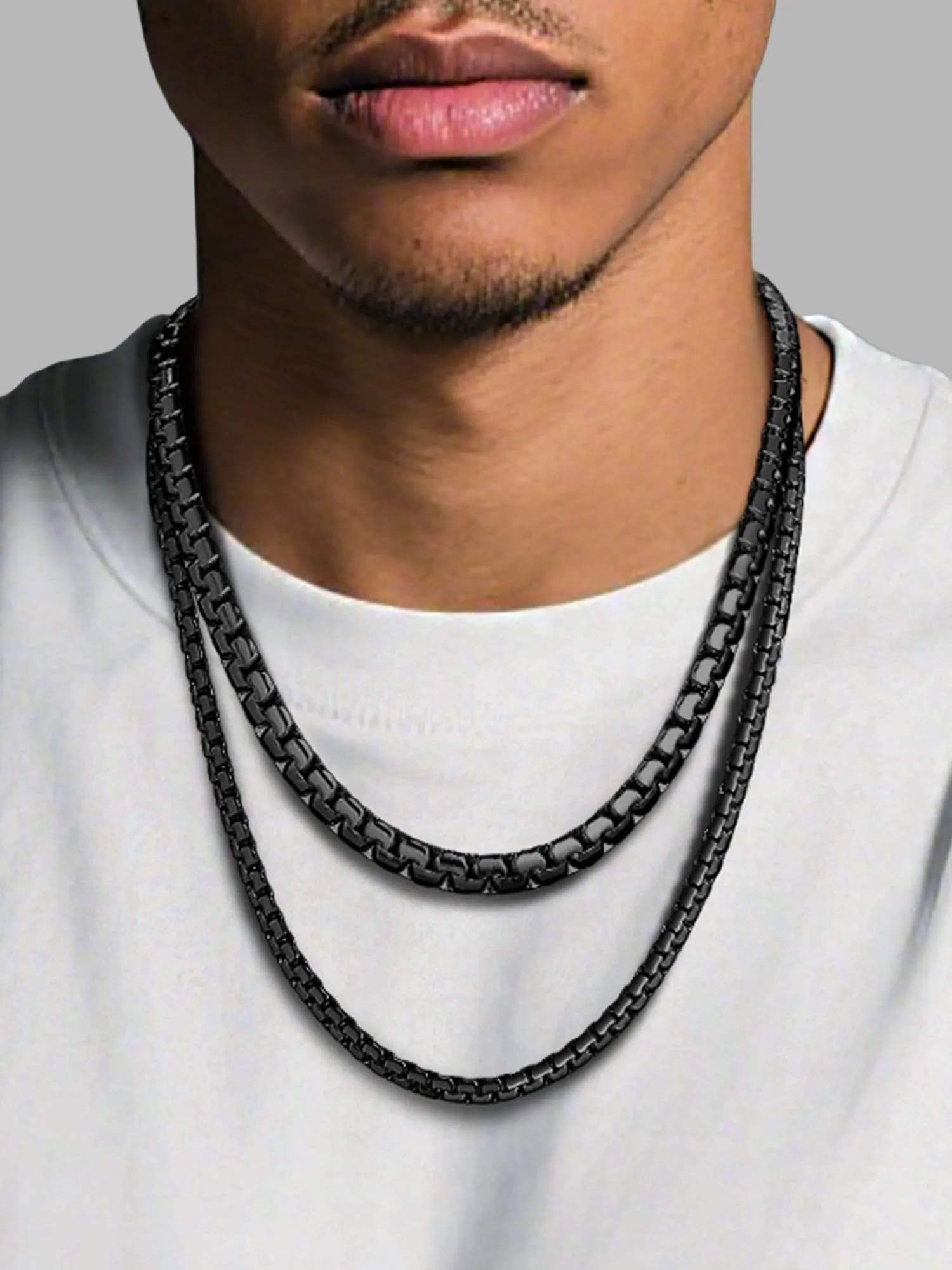 PROSTEEL Catena a Maglia Veneziana 8mm Nero Piatta 46cm Collana Uomo Acciaio - immagine 4