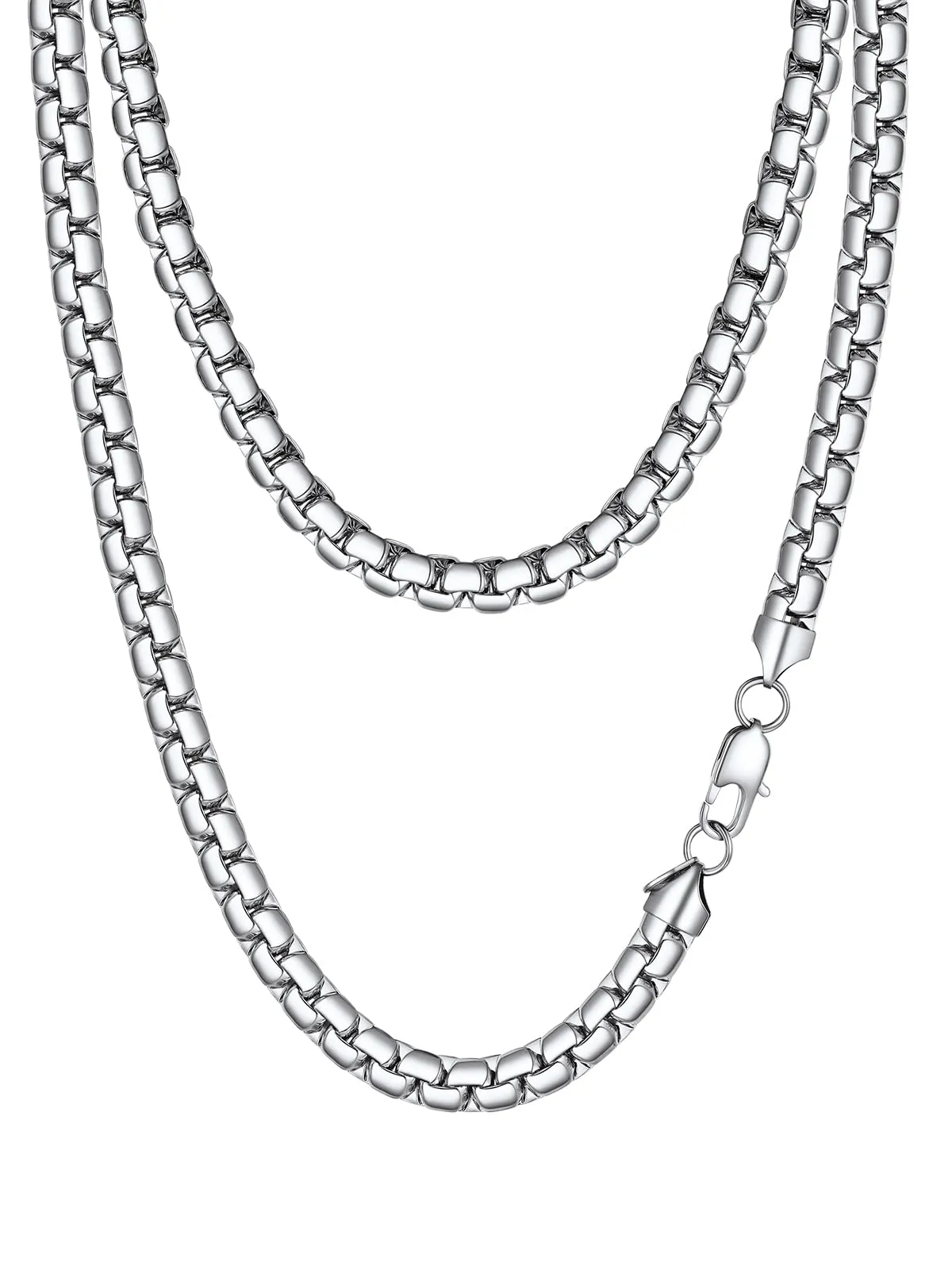 PROSTEEL Catena a Maglia Veneziana 8mm Argento Piatta 61cm Collana Uomo Acciaio - immagine 1