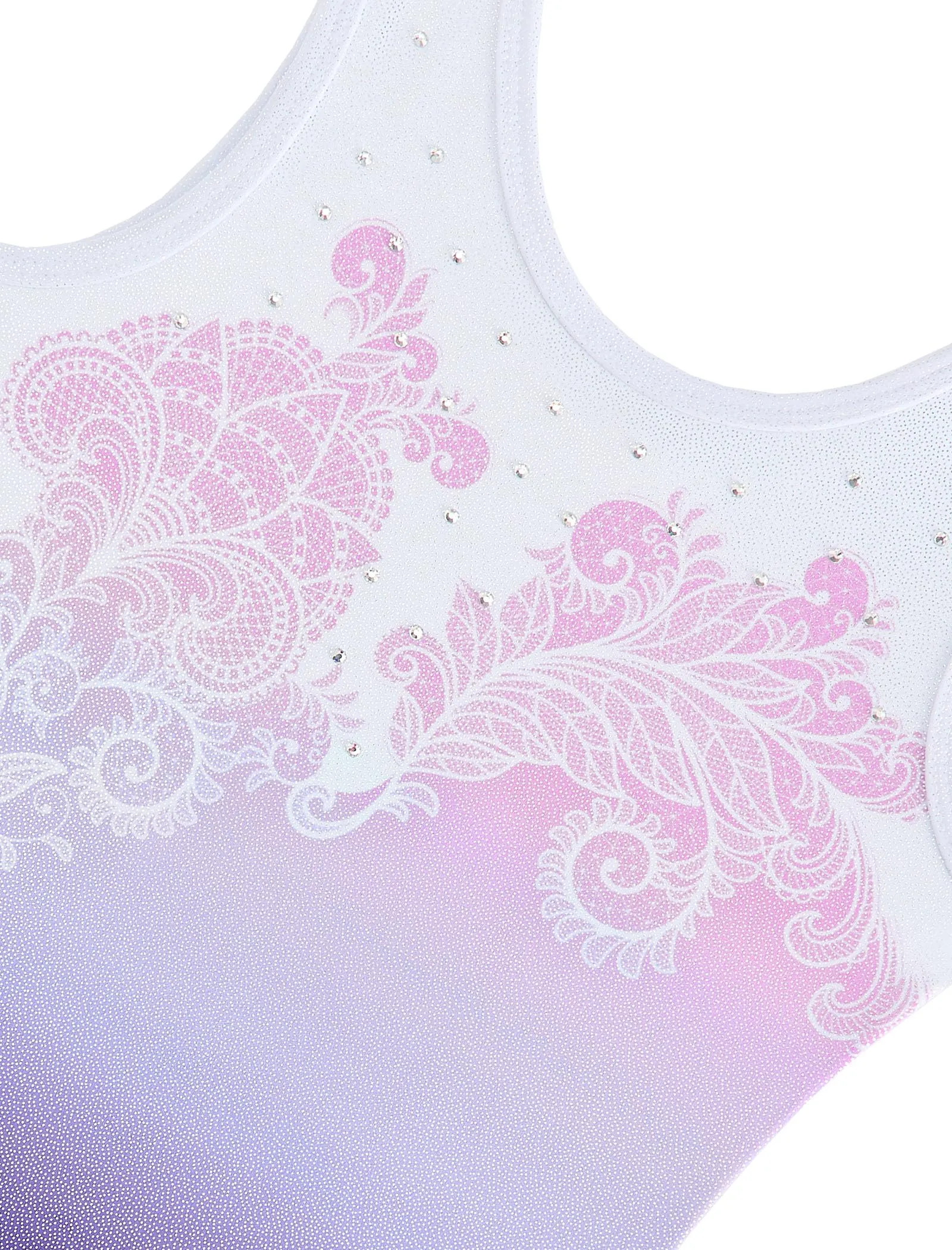 Gogokids Set da Ginnastica da Bambina 3 Pezzi, Body senza Maniche, Pantaloncini e Fascia per Capelli, Design Sfumato, Viola sfumato 3, 120 - immagine 5
