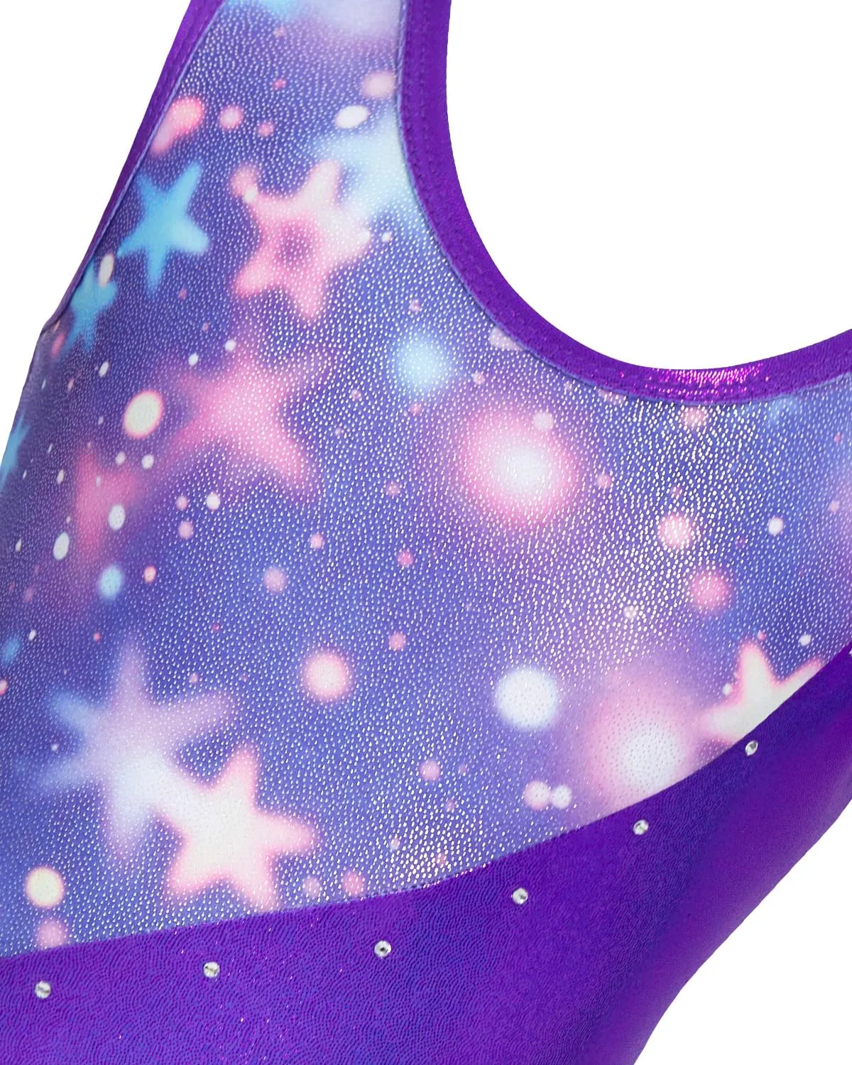 Gogokids Set da Ginnastica da Bambina 3 Pezzi, Body senza Maniche, Pantaloncini e Fascia per Capelli, Viola Scuro, 150(140-150 cm) - immagine 2
